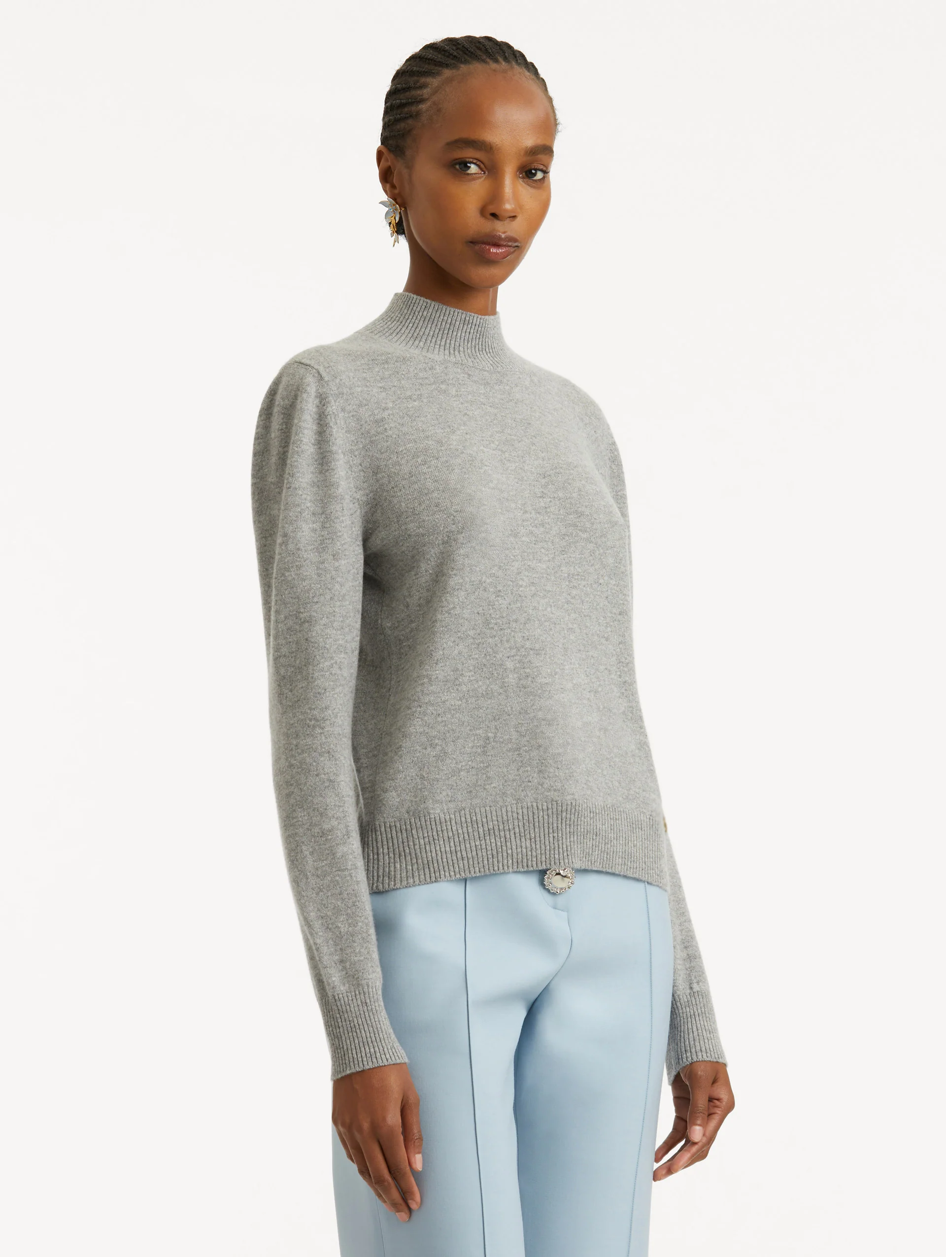 O Flower Cashmere Pullover with Scarf - Image 5