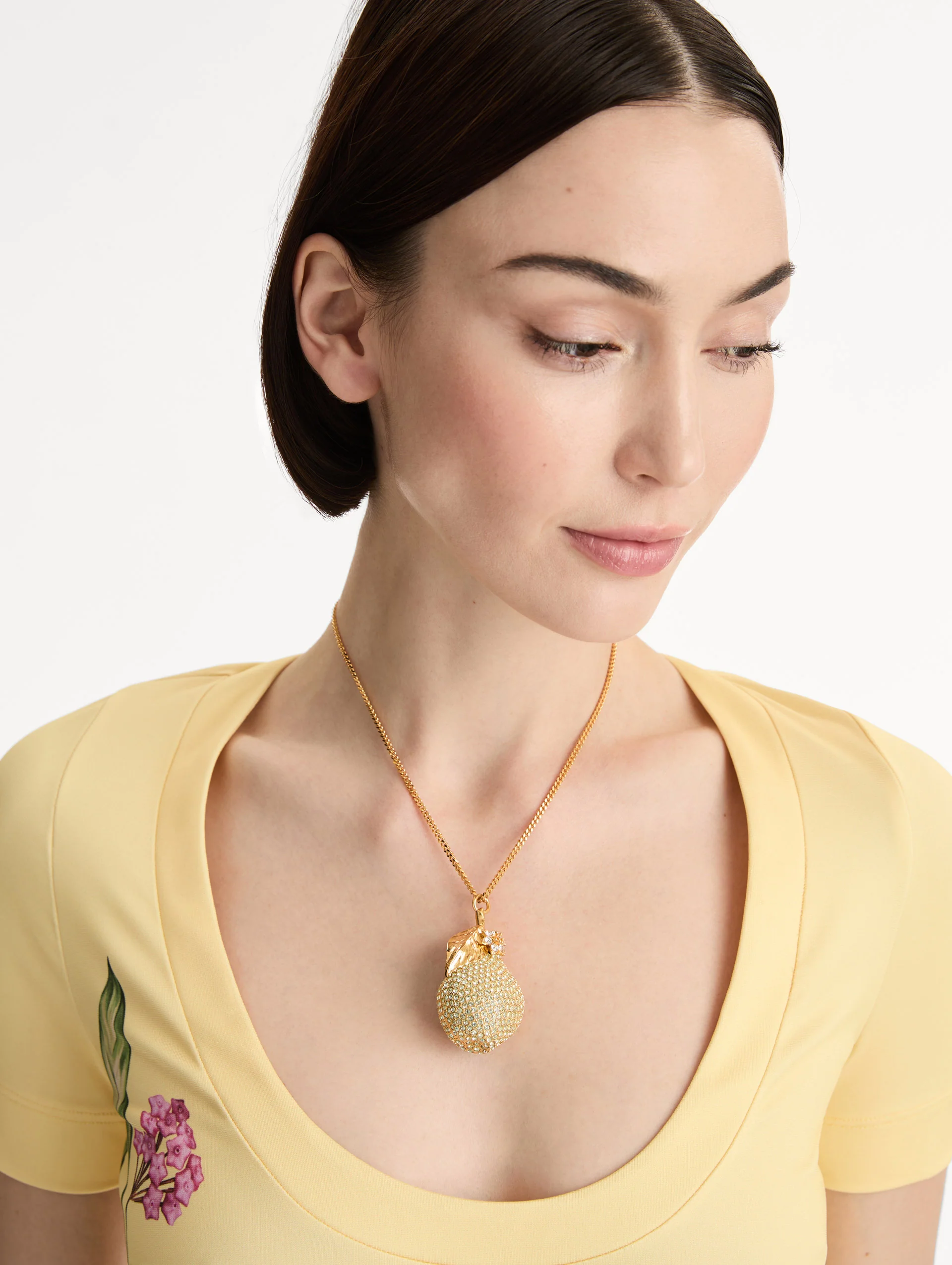 Pavé Pear Pendant Necklace - Image 2