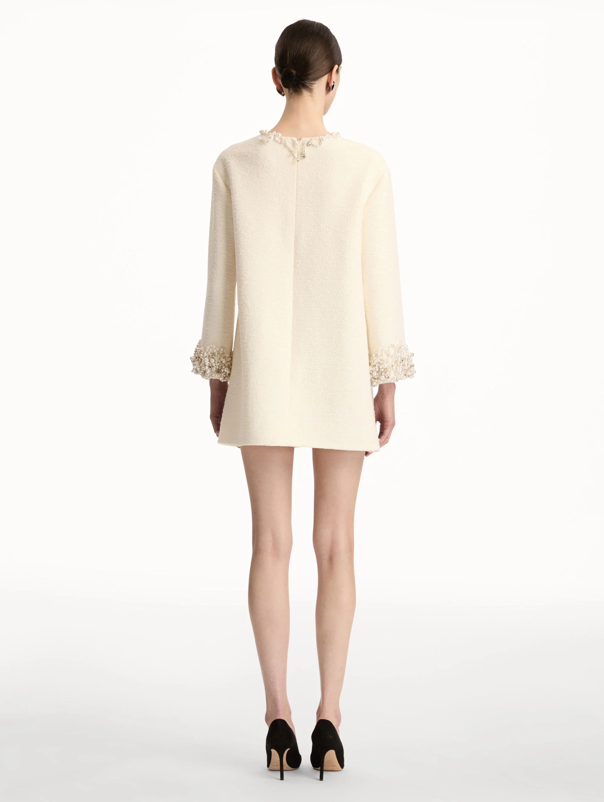 Pearl Embroidered Tweed Shift Dress - Image 3