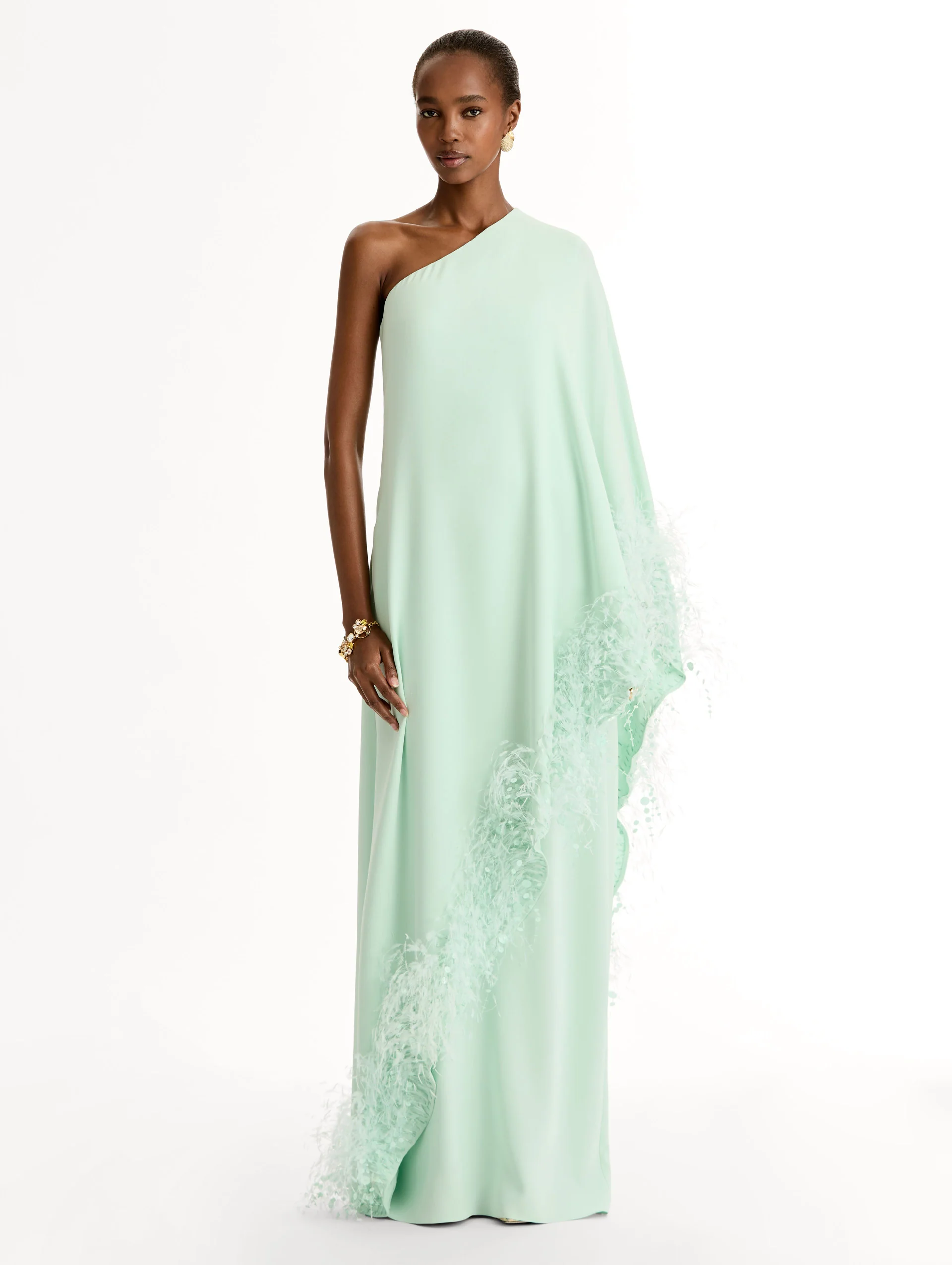 Point d’Esprit Feather Embroidered Caftan - Image 2