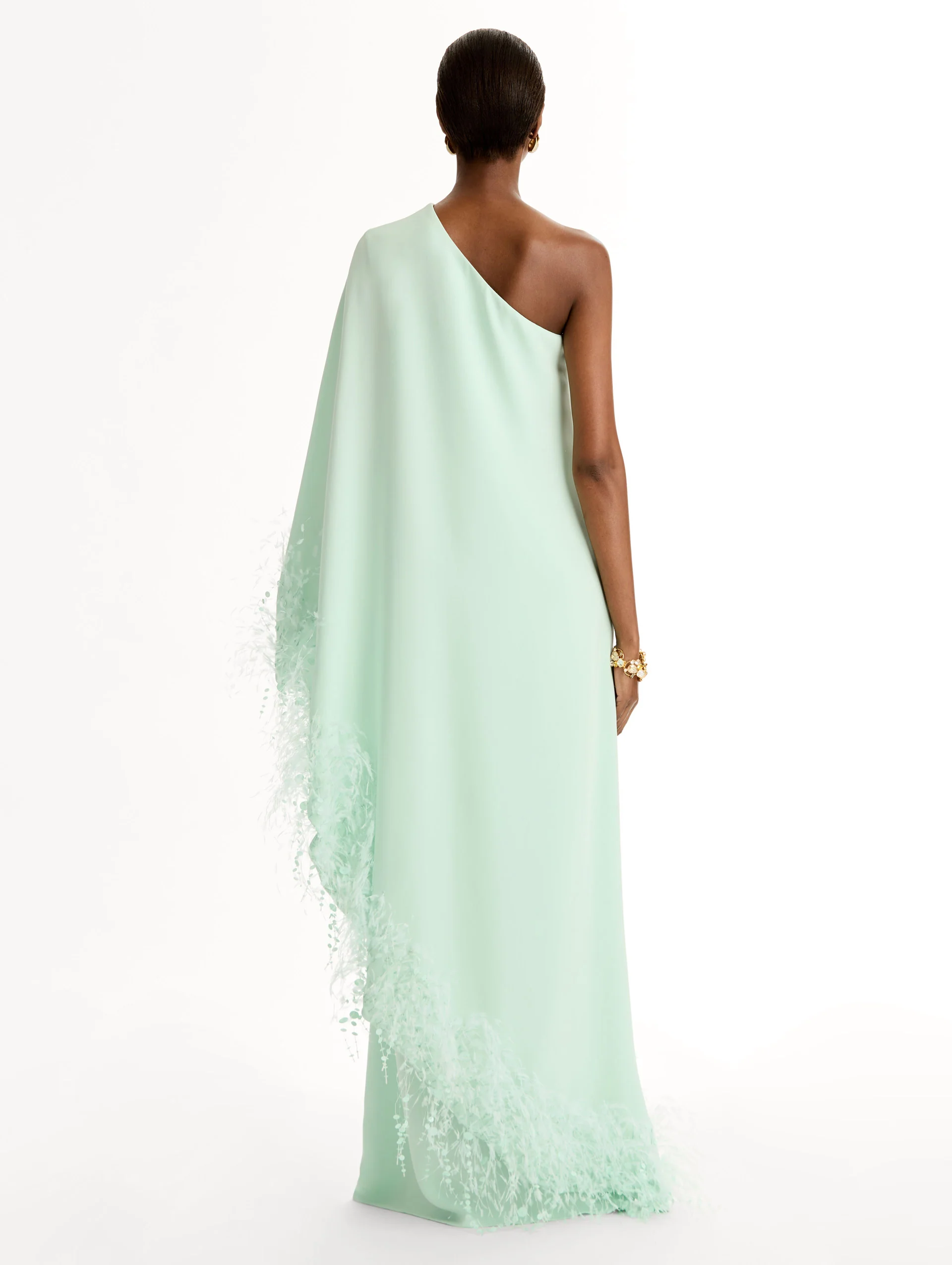 Point d’Esprit Feather Embroidered Caftan - Image 3