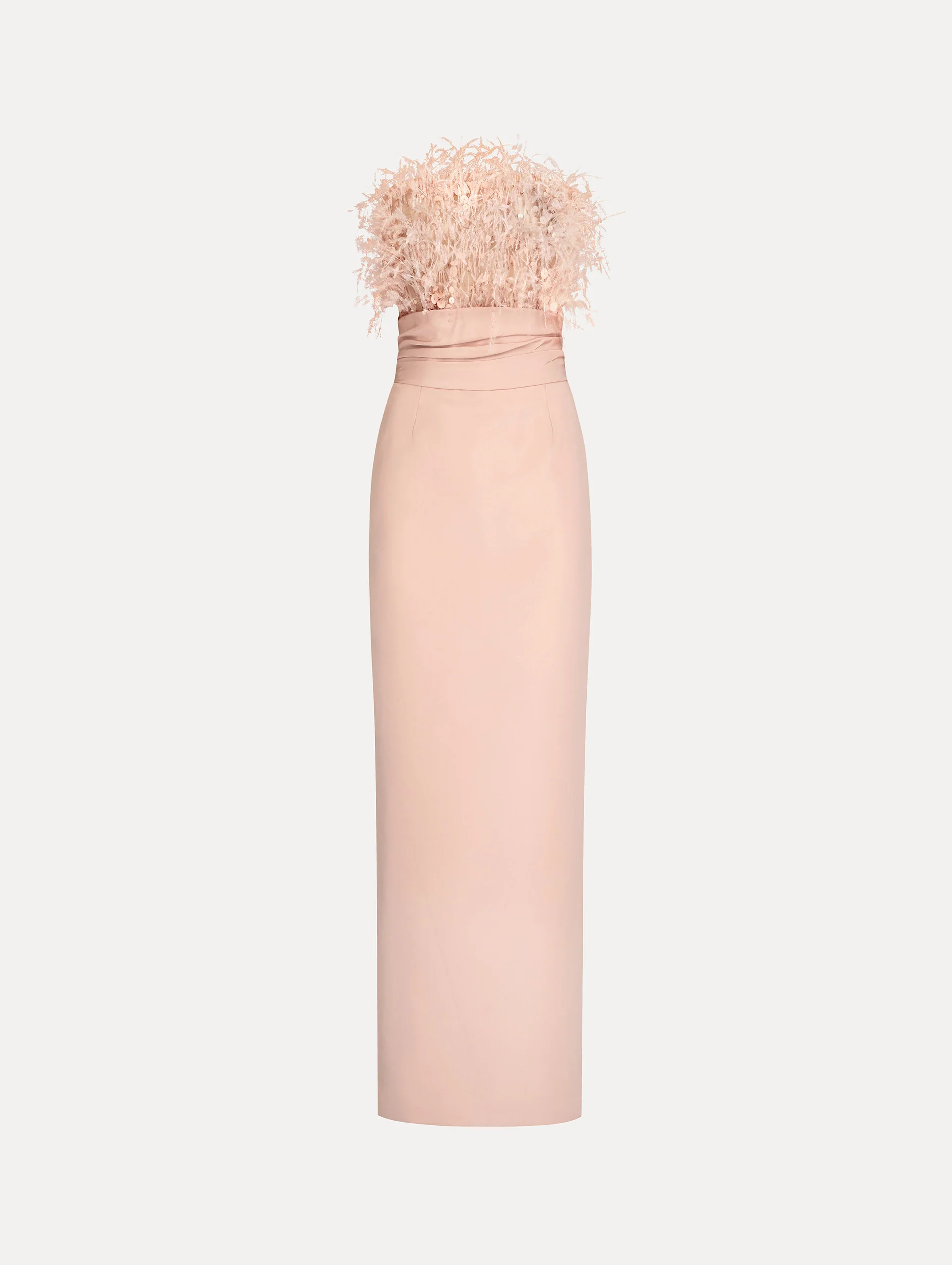 Point d’Esprit Feather Embroidered Gown