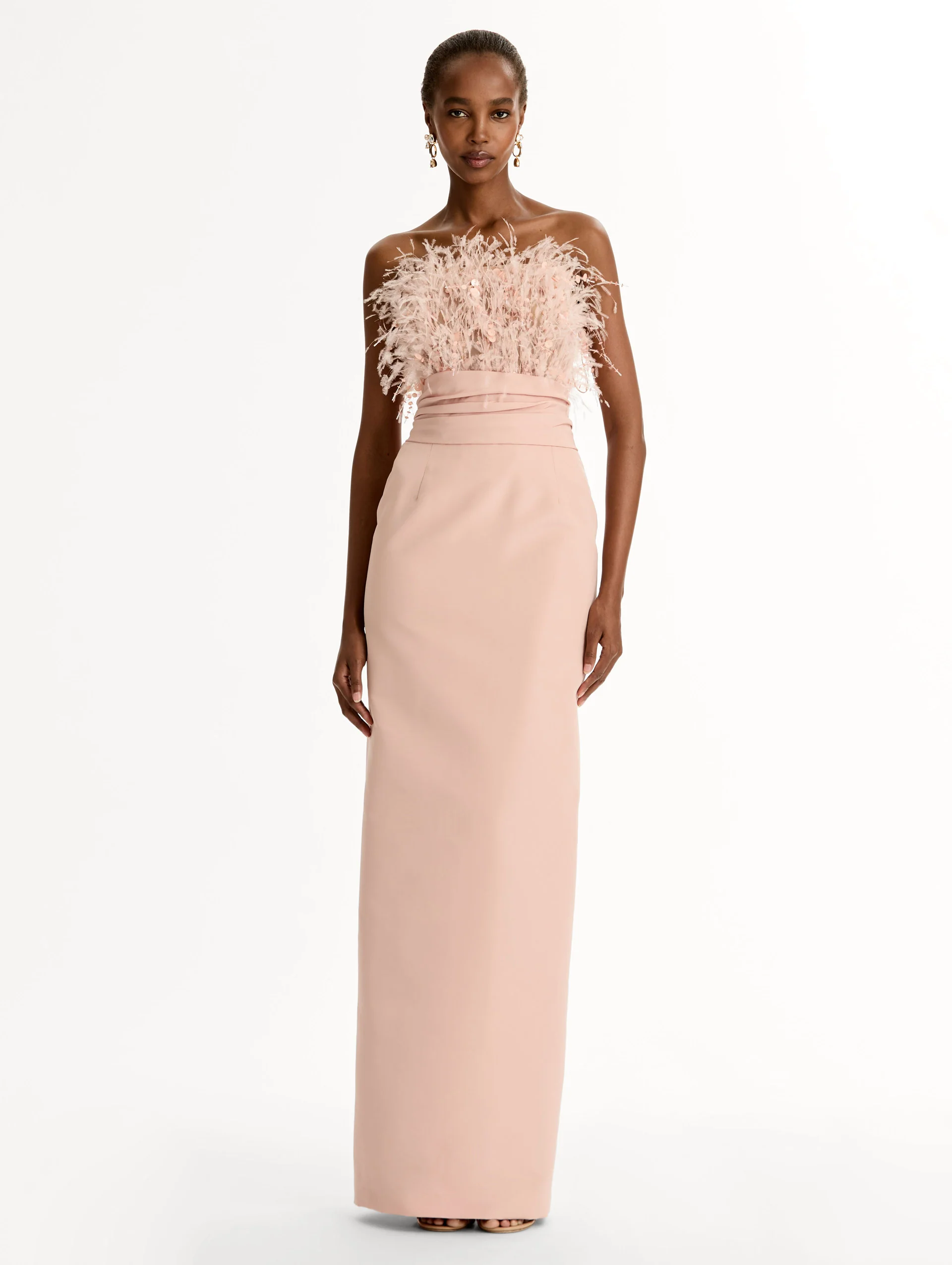 Point d’Esprit Feather Embroidered Gown - Image 2