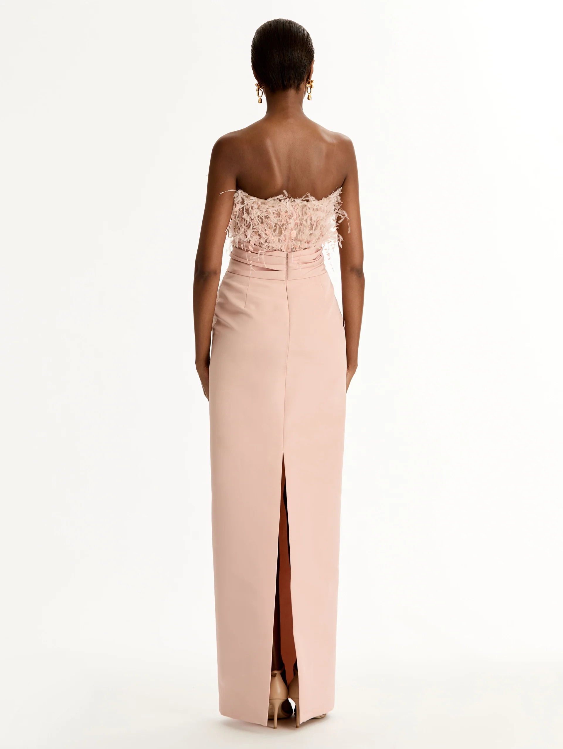 Point d’Esprit Feather Embroidered Gown - Image 3