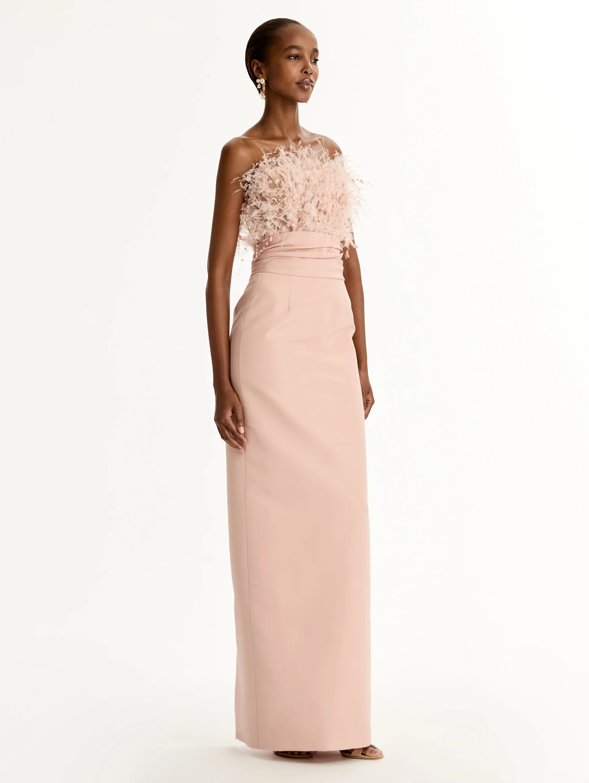 Point d’Esprit Feather Embroidered Gown - Image 4