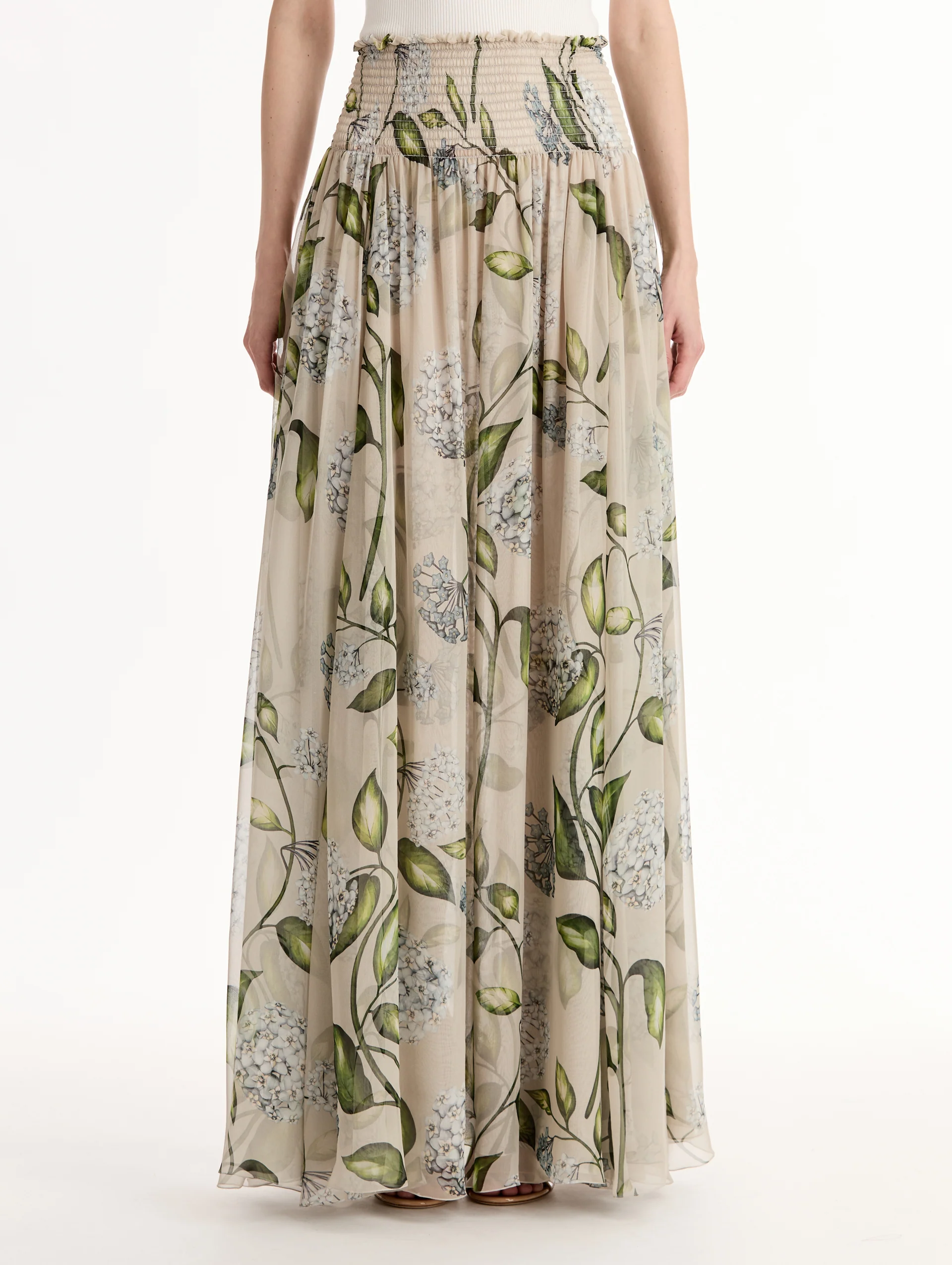 Porcelain Flower Chiffon Maxi Skirt - Image 3