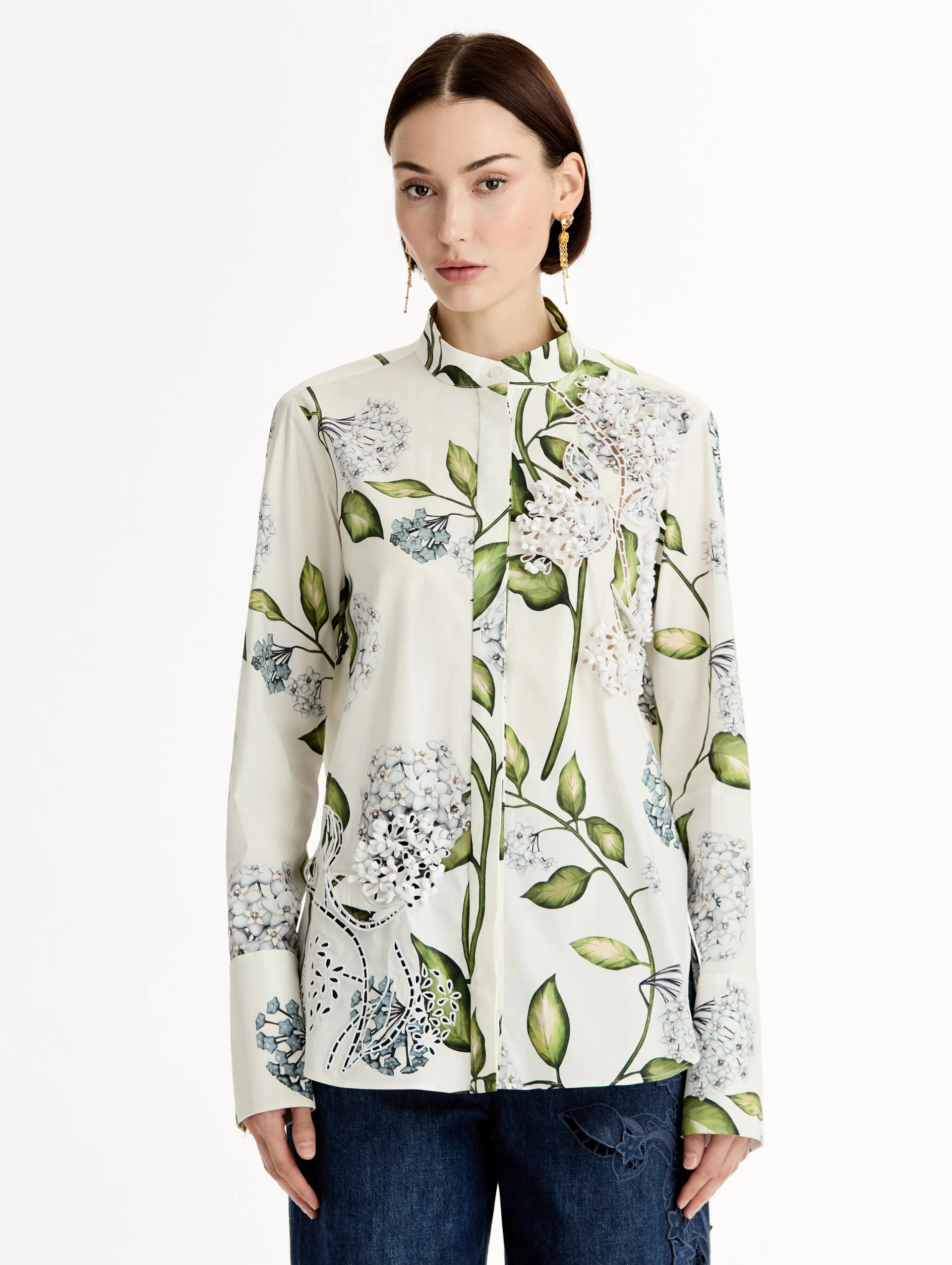 Porcelain Flower Cotton Poplin Blouse - Image 2