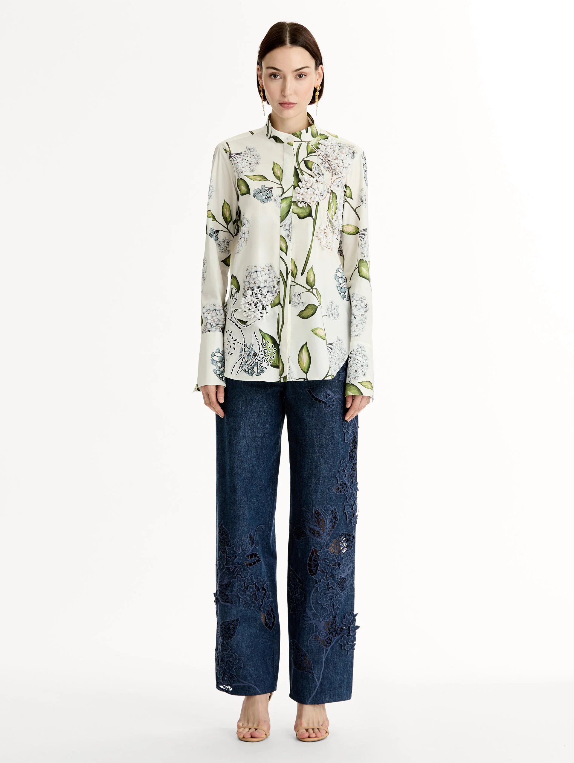 Porcelain Flower Cotton Poplin Blouse - Image 3