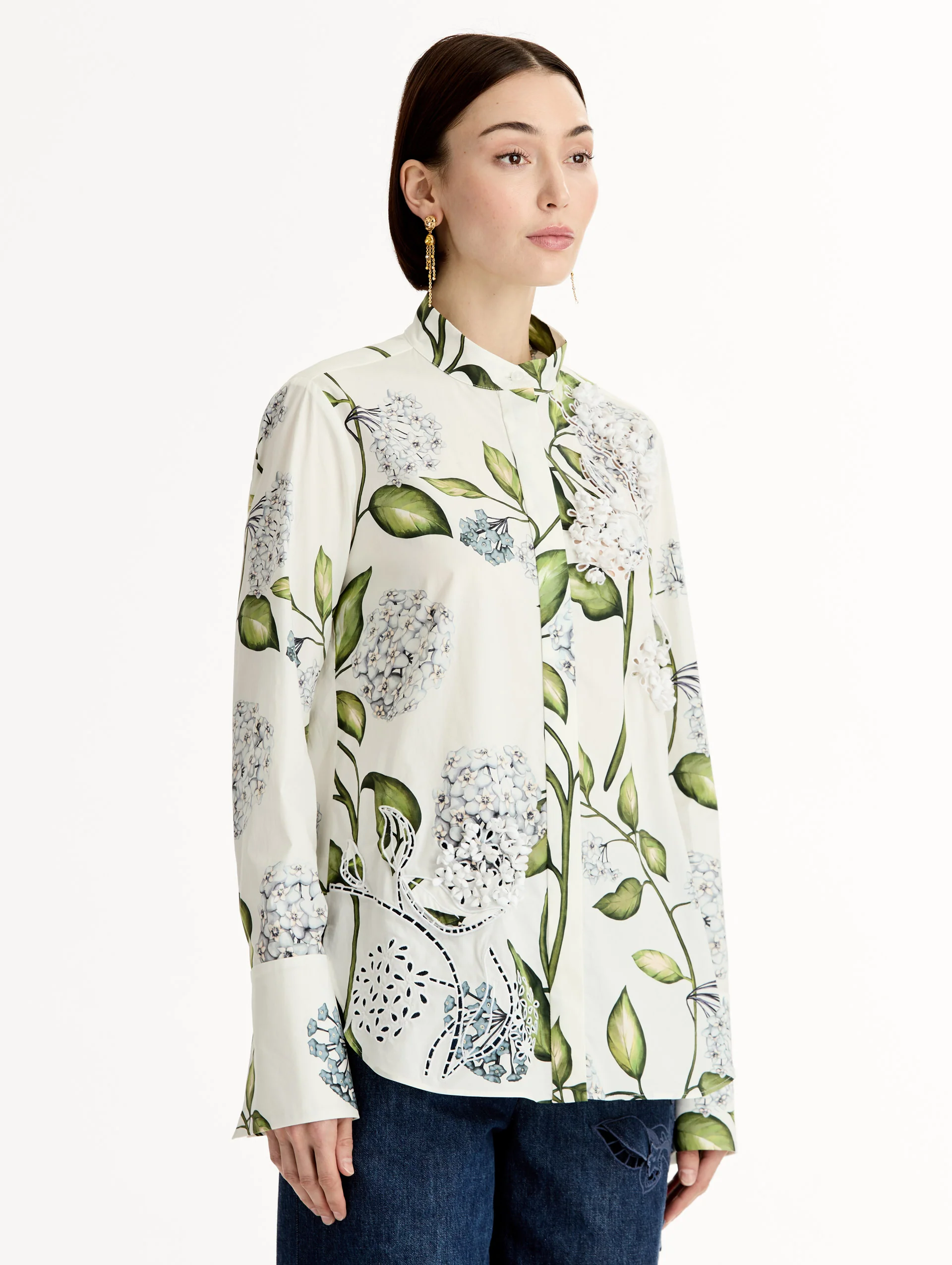 Porcelain Flower Cotton Poplin Blouse - Image 5