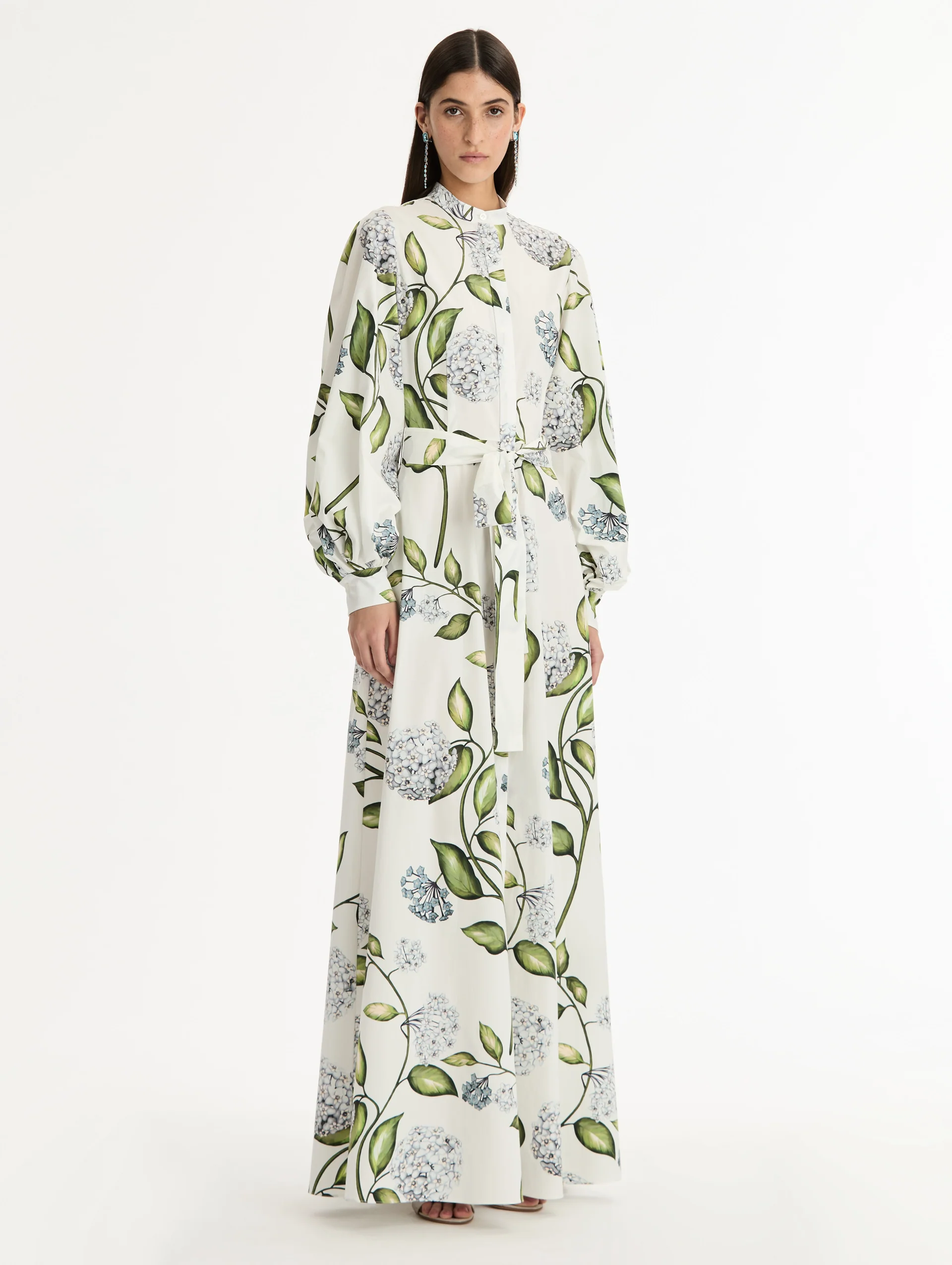 Porcelain Flower Cotton Poplin Caftan - Image 4