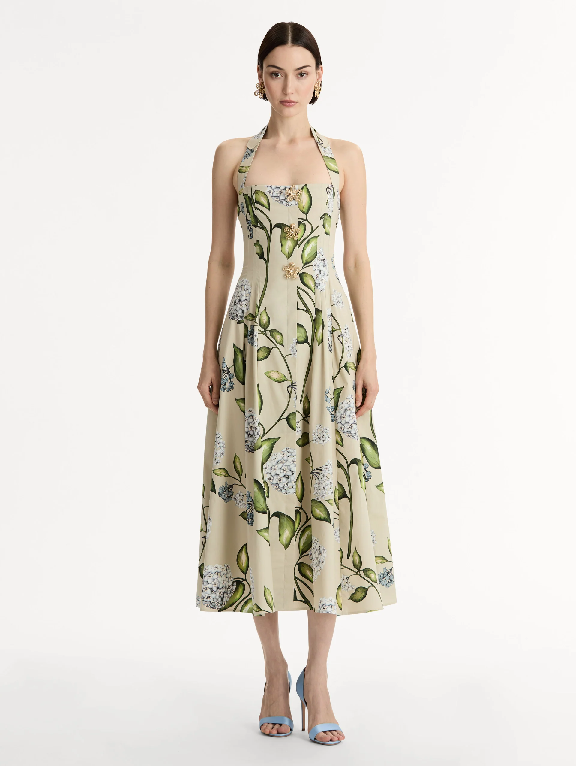 Porcelain Flower Cotton Poplin Halter Dress - Image 2