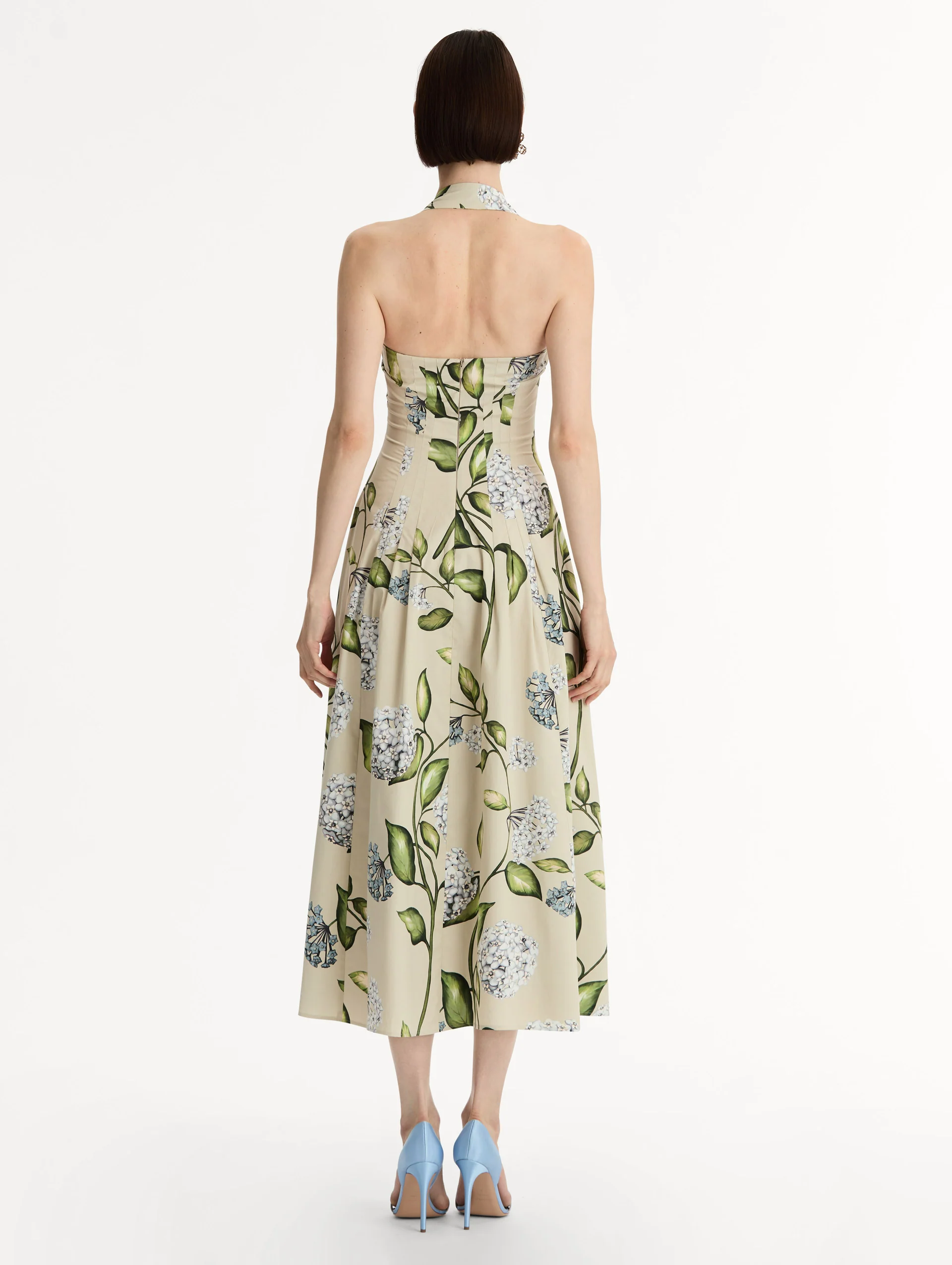 Porcelain Flower Cotton Poplin Halter Dress - Image 3