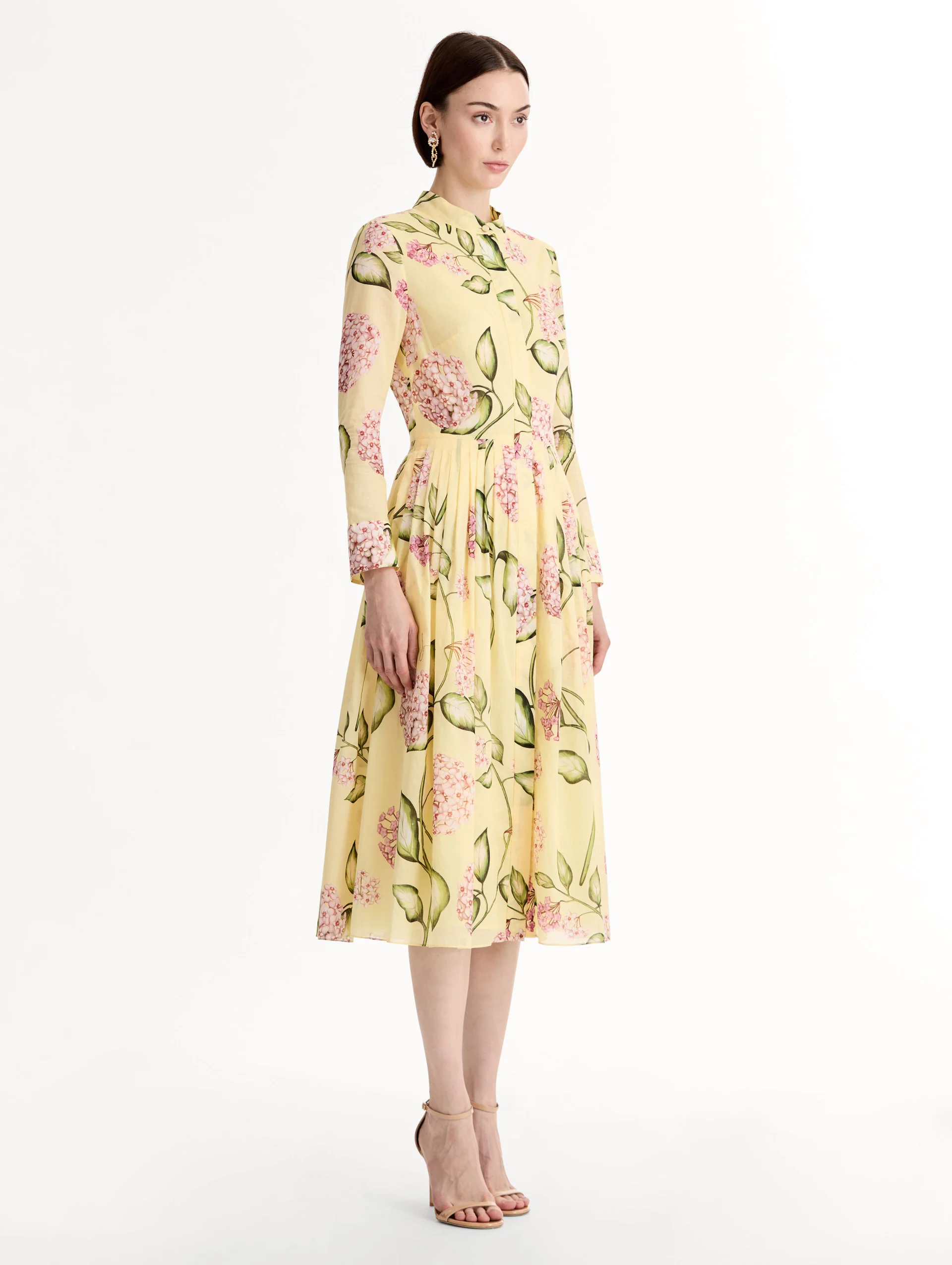 Porcelain Flower Cotton Poplin Long-Sleeve Dress - Image 4
