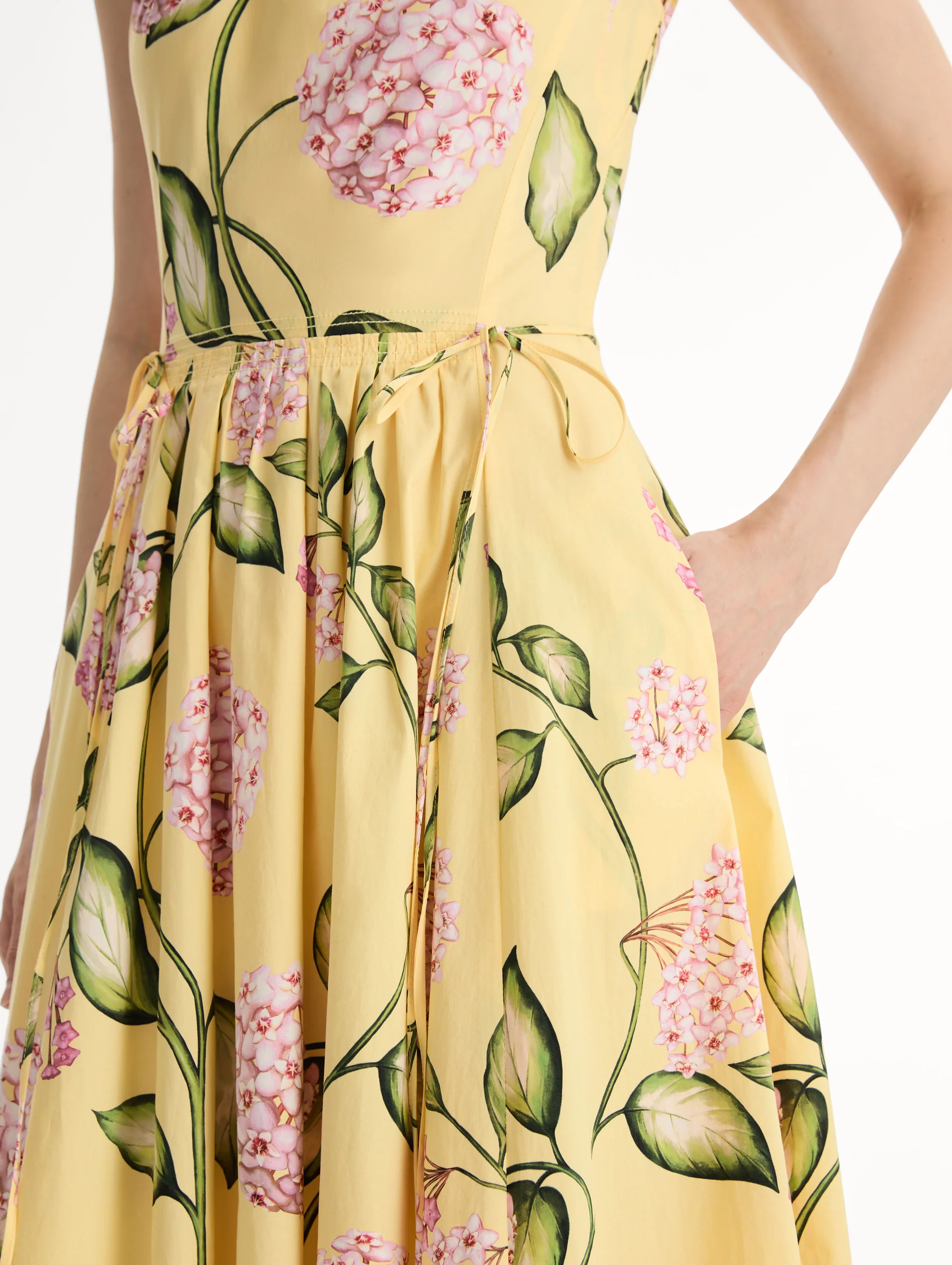 Porcelain Flower Cotton Poplin Pleated Dress - Image 5
