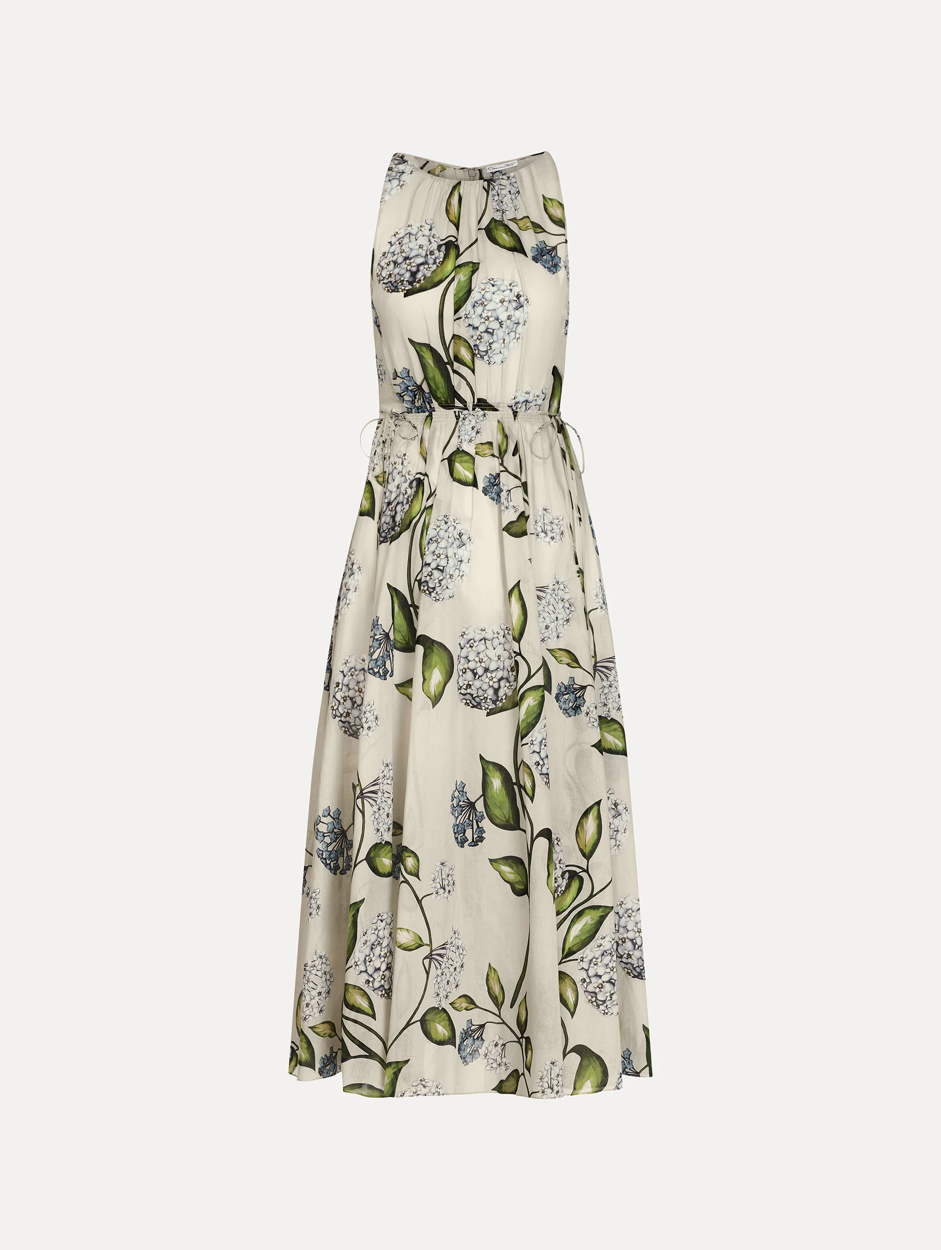 Porcelain Flower Cotton Poplin Pleated Dress