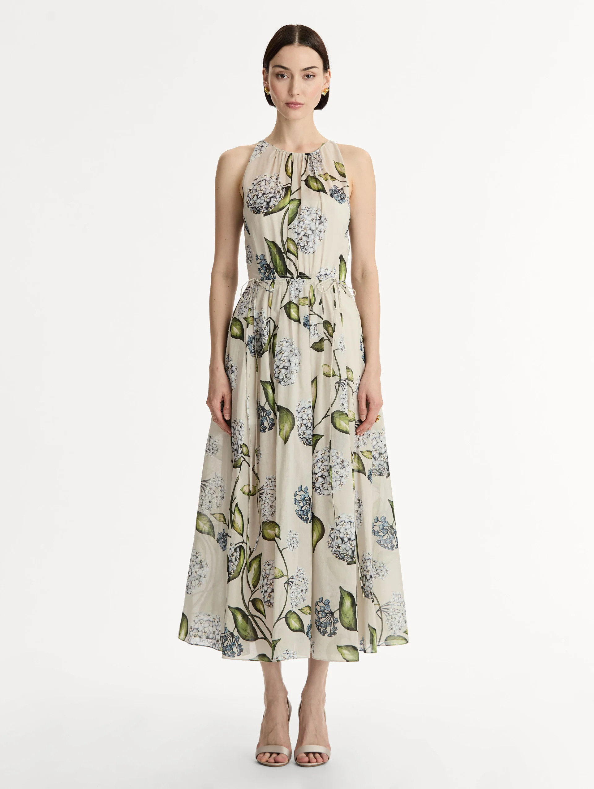 Porcelain Flower Cotton Poplin Pleated Dress - Image 2