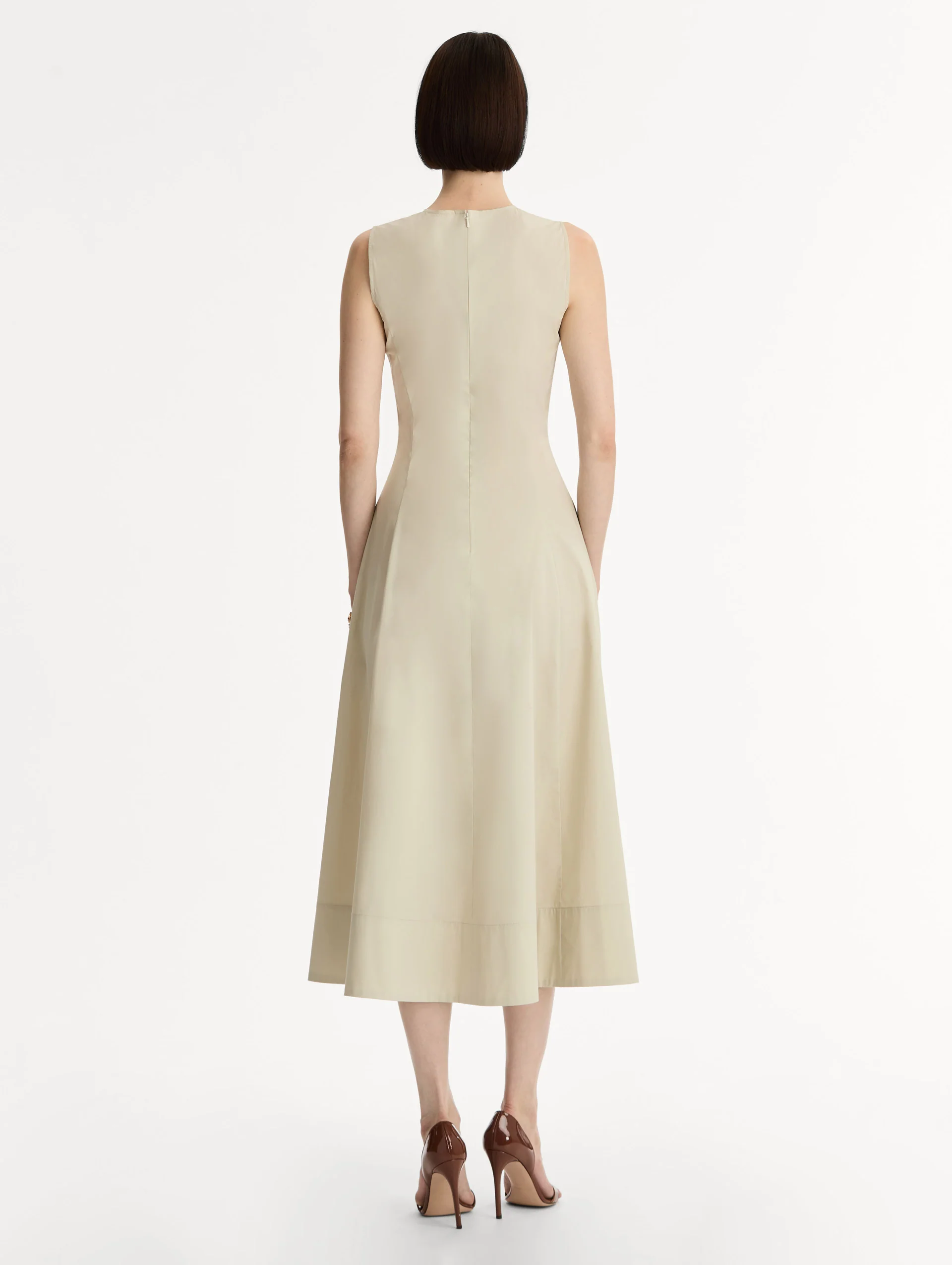 Porcelain Flower Cotton Poplin Sleeveless Dress - Image 3