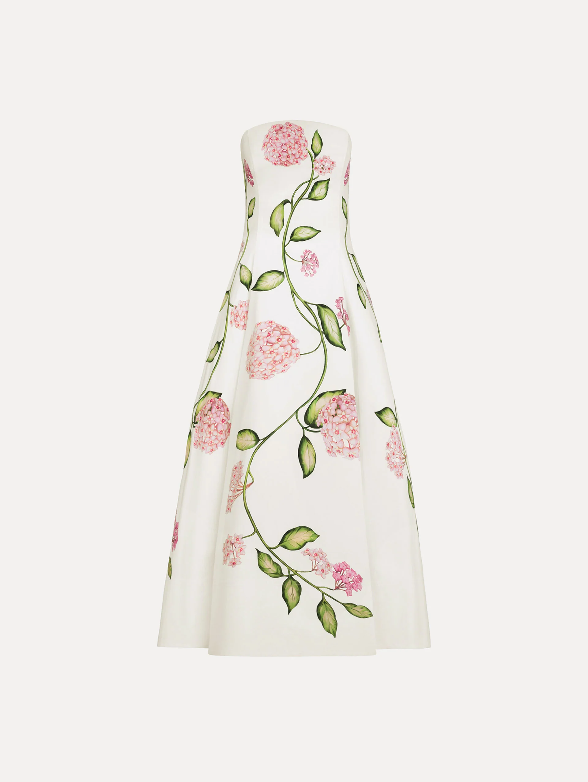 Porcelain Flower Cotton Poplin Strapless Dress