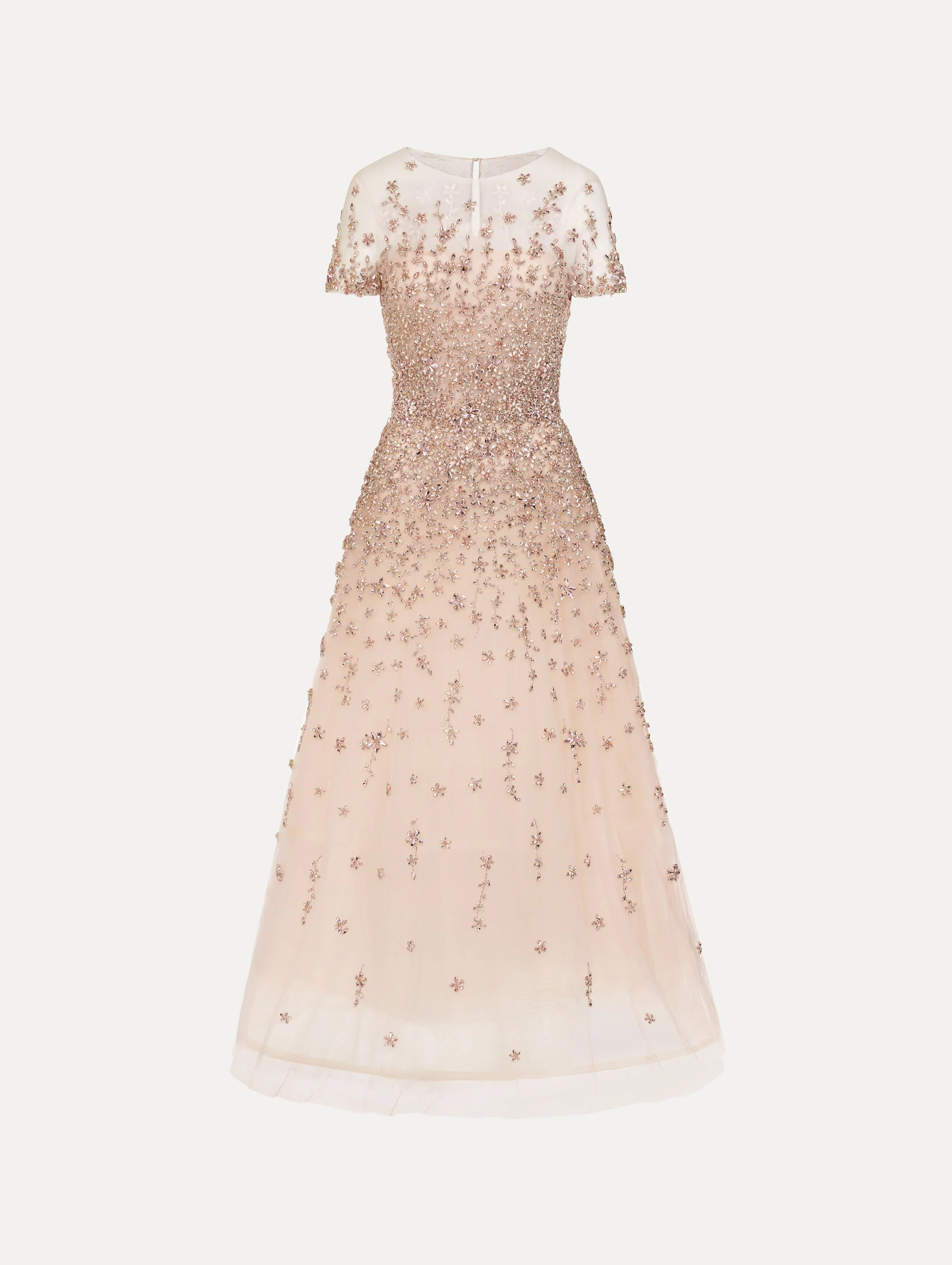 Porcelain Flower Crystal Embroidered Dress