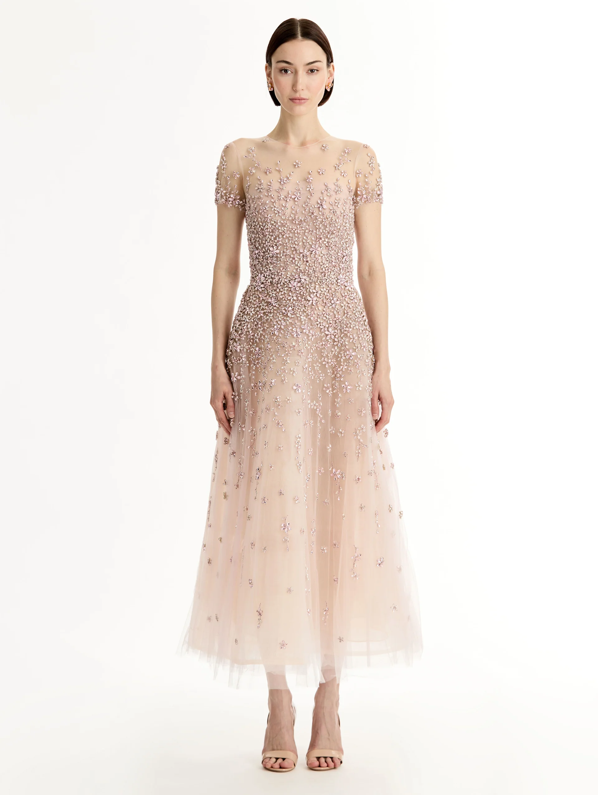 Porcelain Flower Crystal Embroidered Dress - Image 2