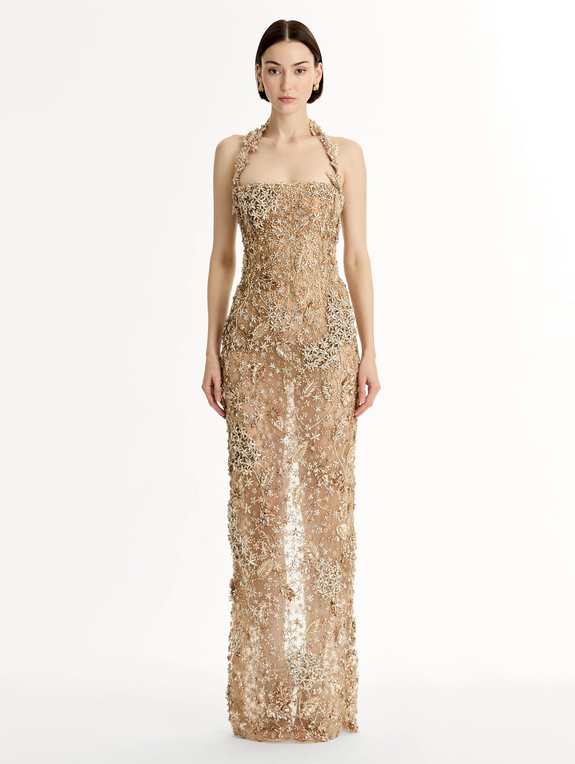 Porcelain Flower Crystal Embroidered Gown - Image 2