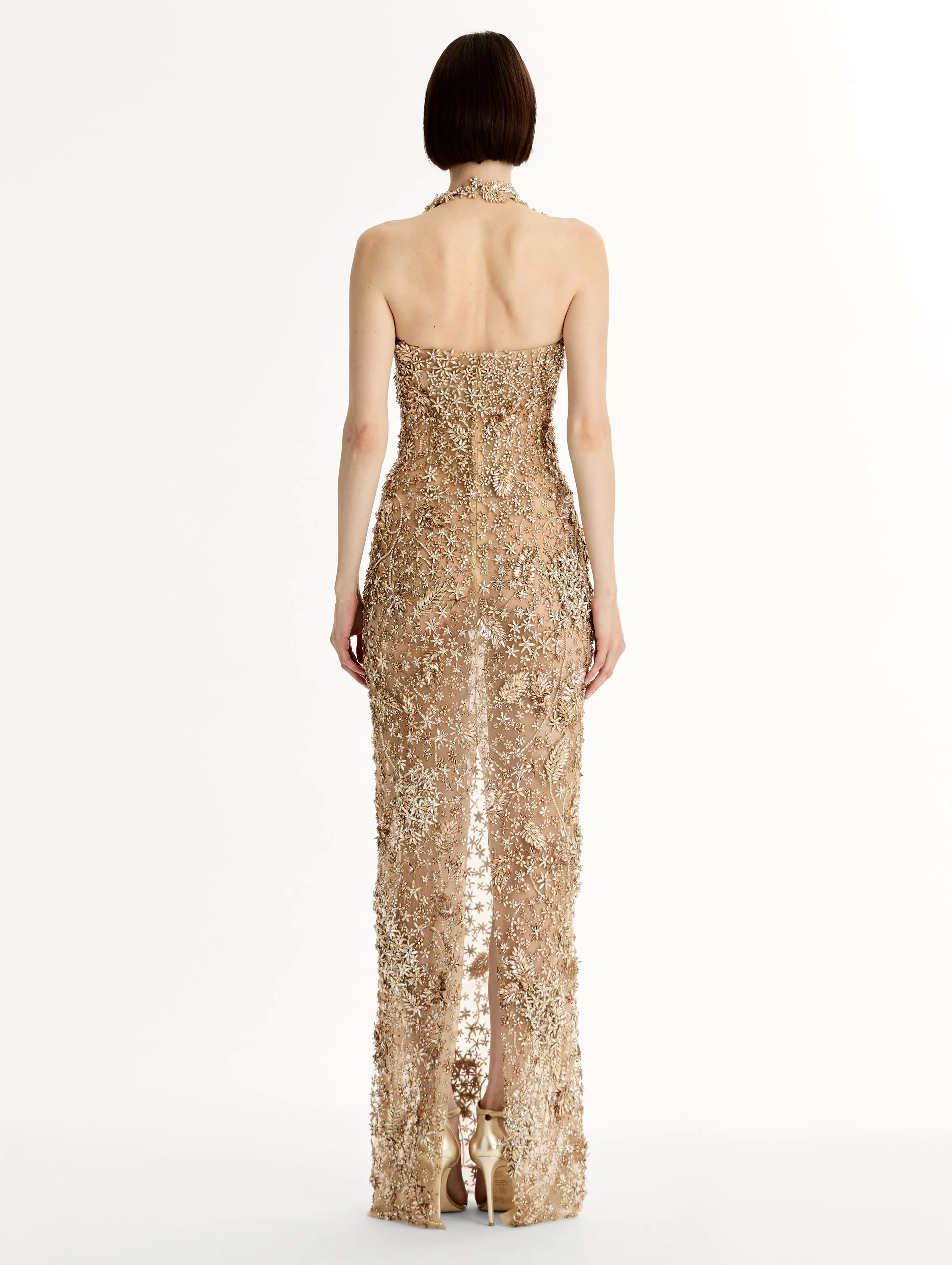 Porcelain Flower Crystal Embroidered Gown - Image 3