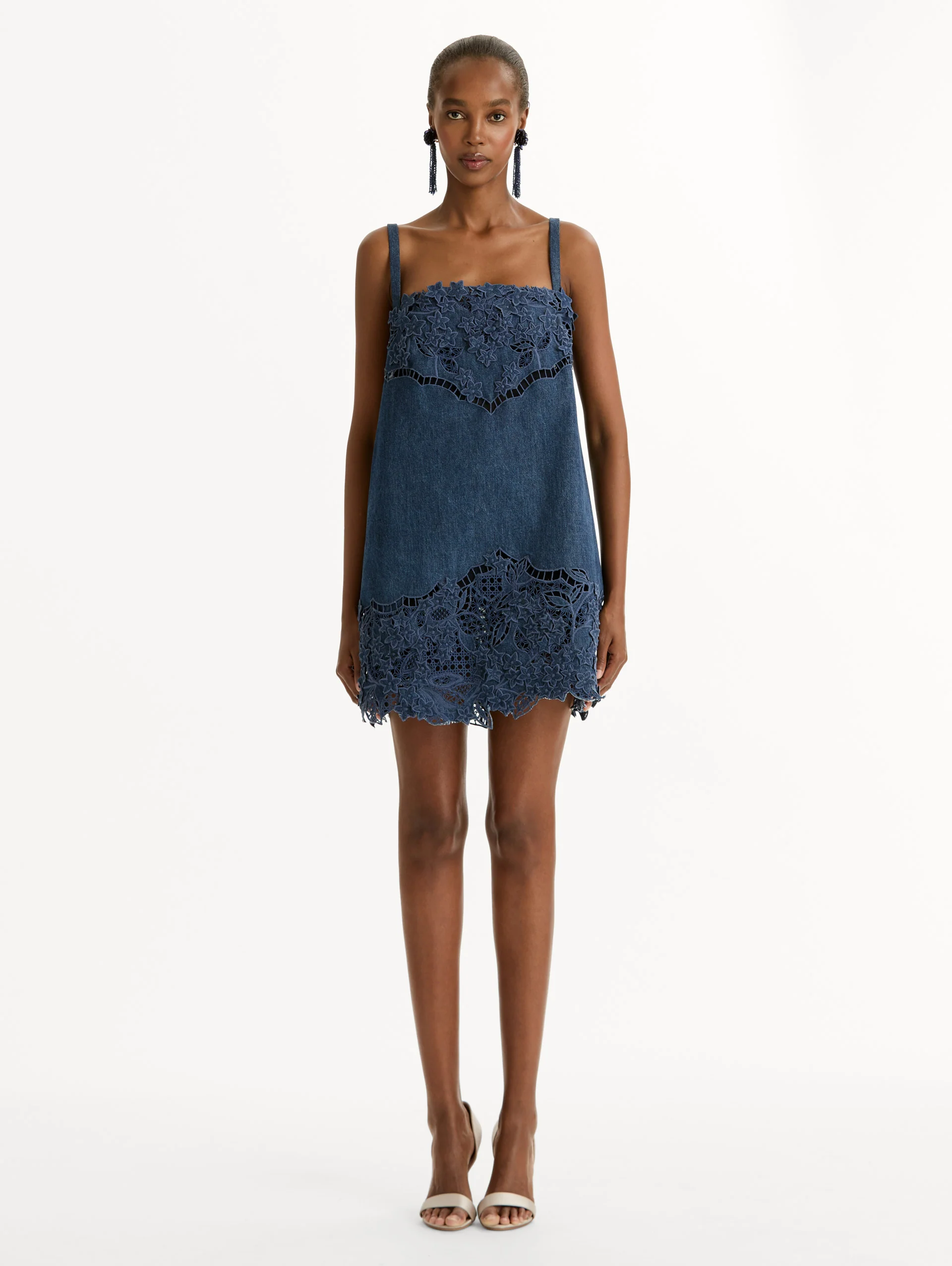 Porcelain Flower Cutout Denim Dress - Image 2