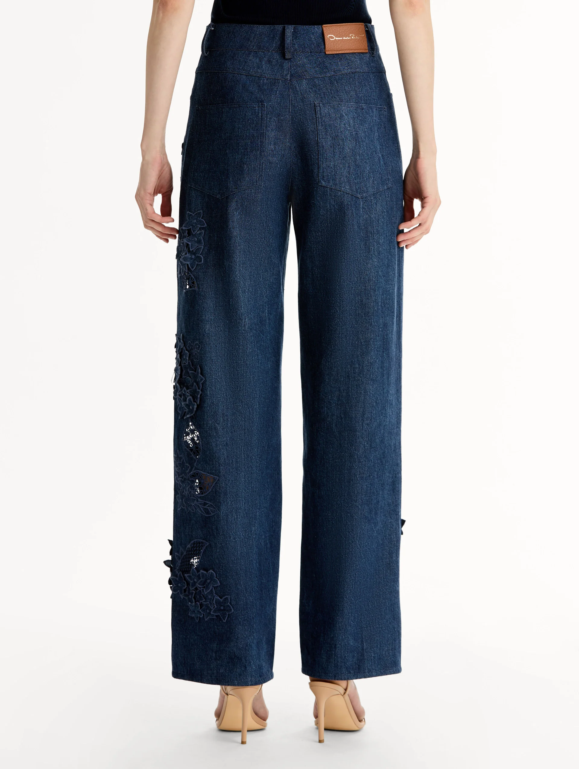 Porcelain Flower Cutout Denim Pant - Image 3