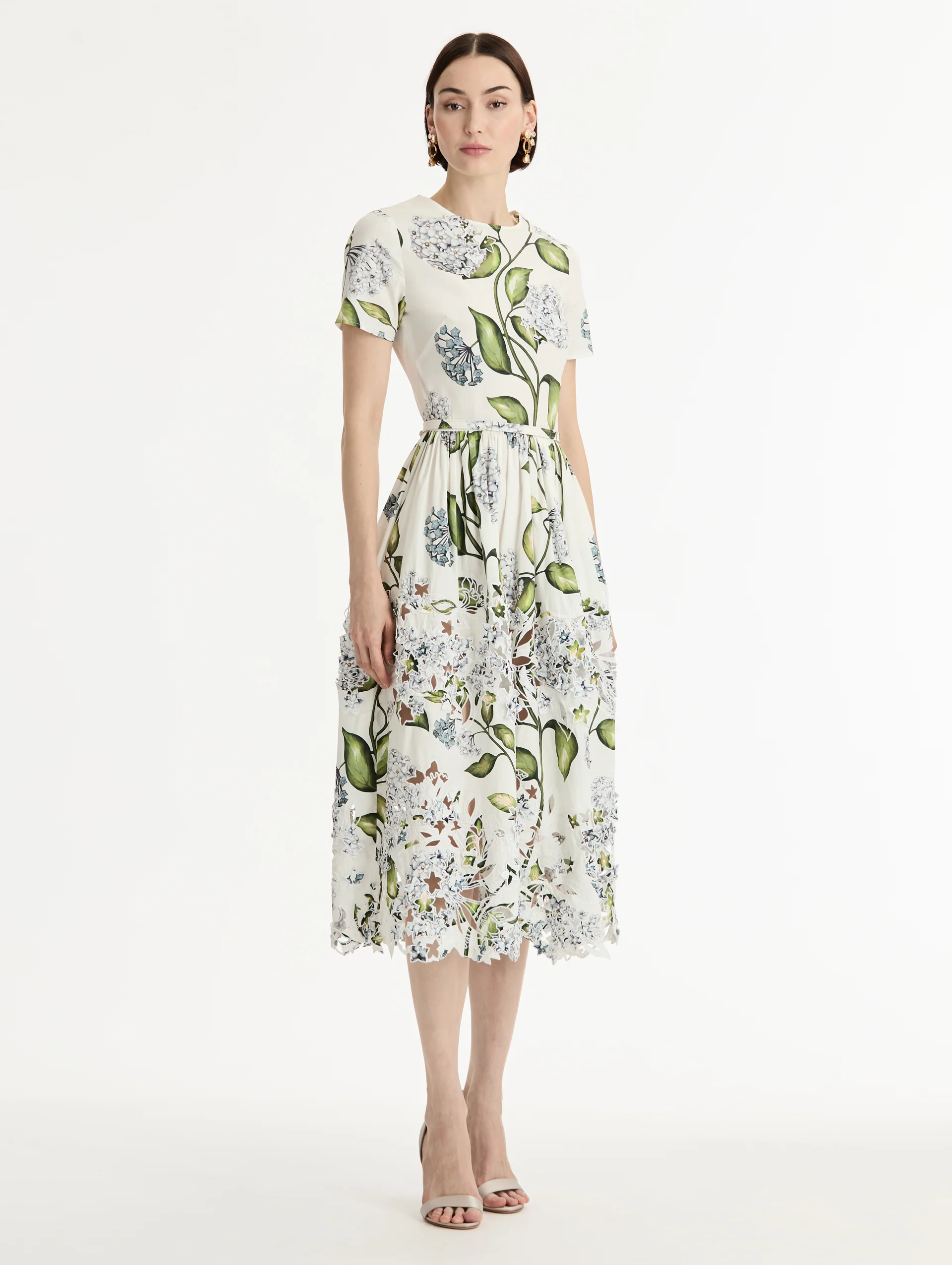 Porcelain Flower Embroidered Cotton Poplin Dress - Image 2