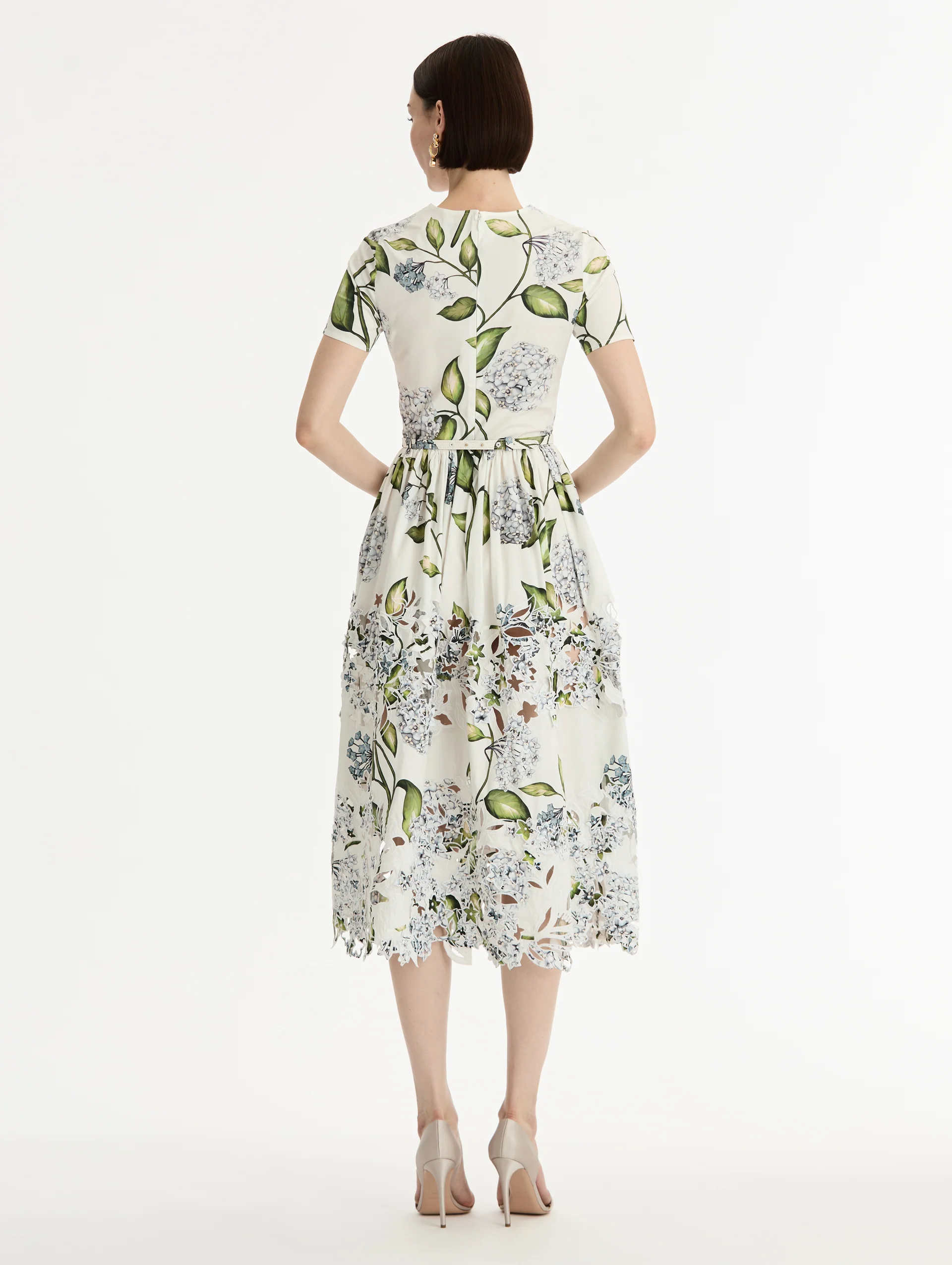 Porcelain Flower Embroidered Cotton Poplin Dress - Image 4