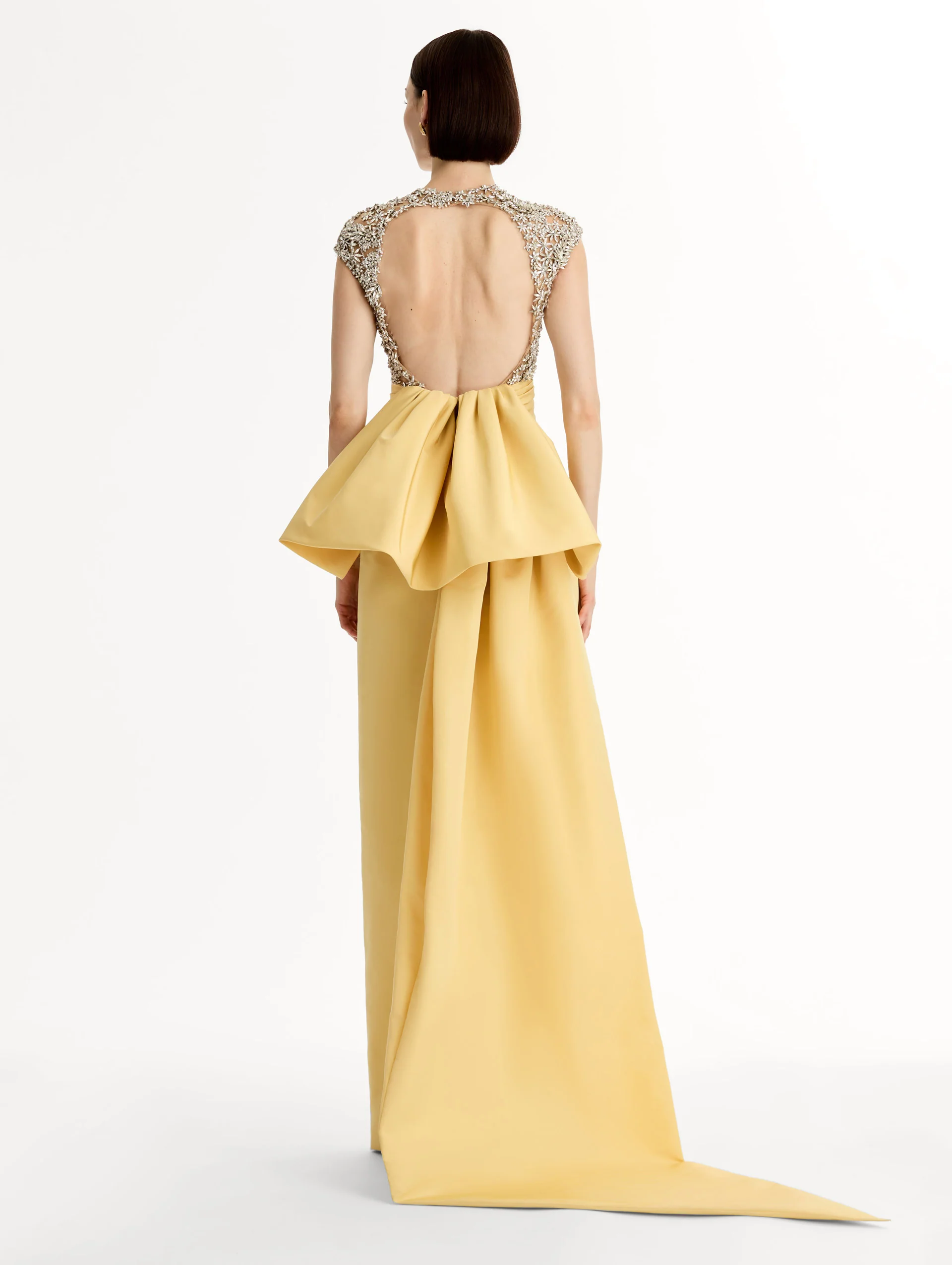 Porcelain Flower Embroidered Short-Sleeve Gown - Image 3