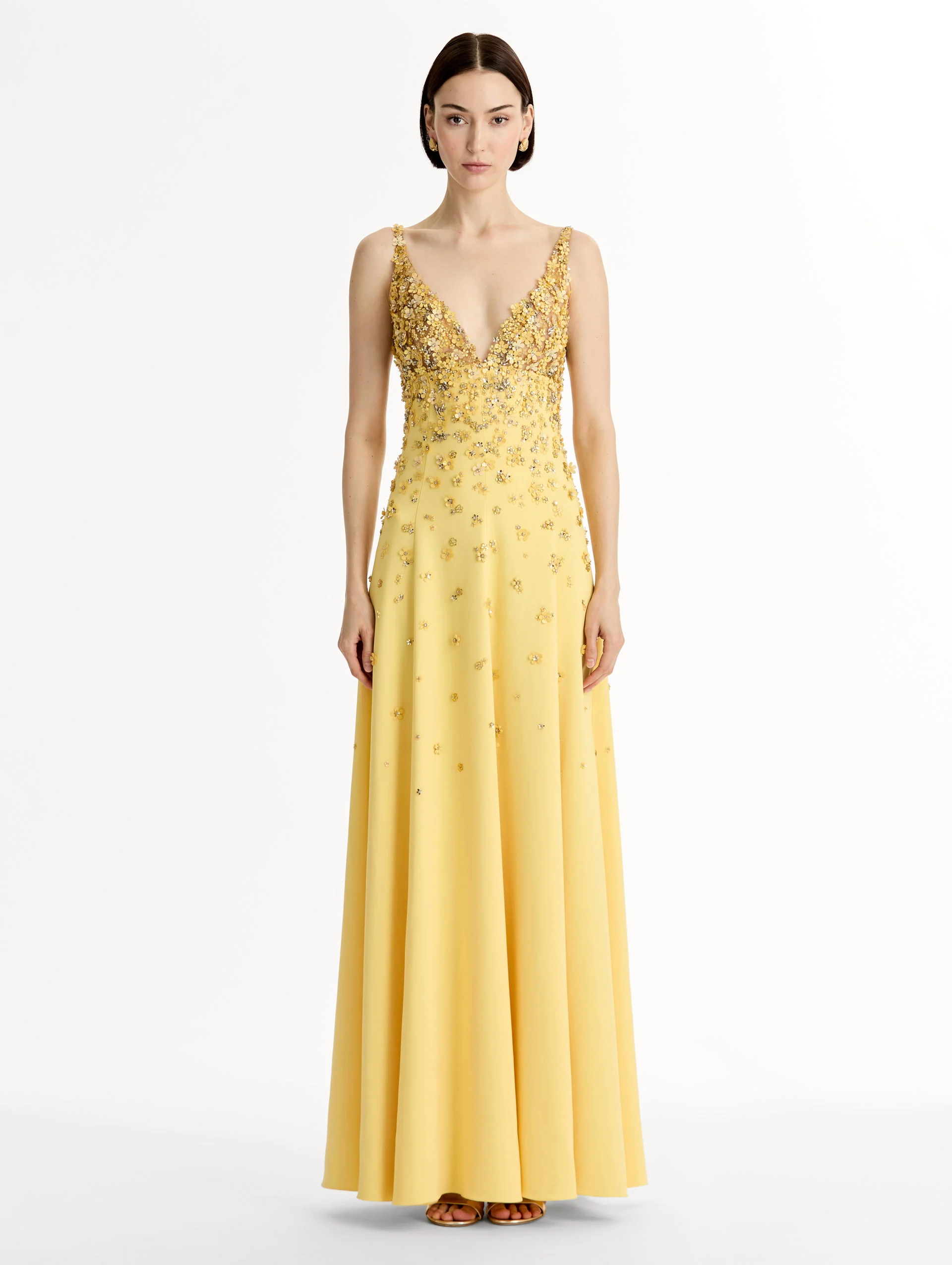 Porcelain Flower Embroidered Sleeveless Gown - Image 2