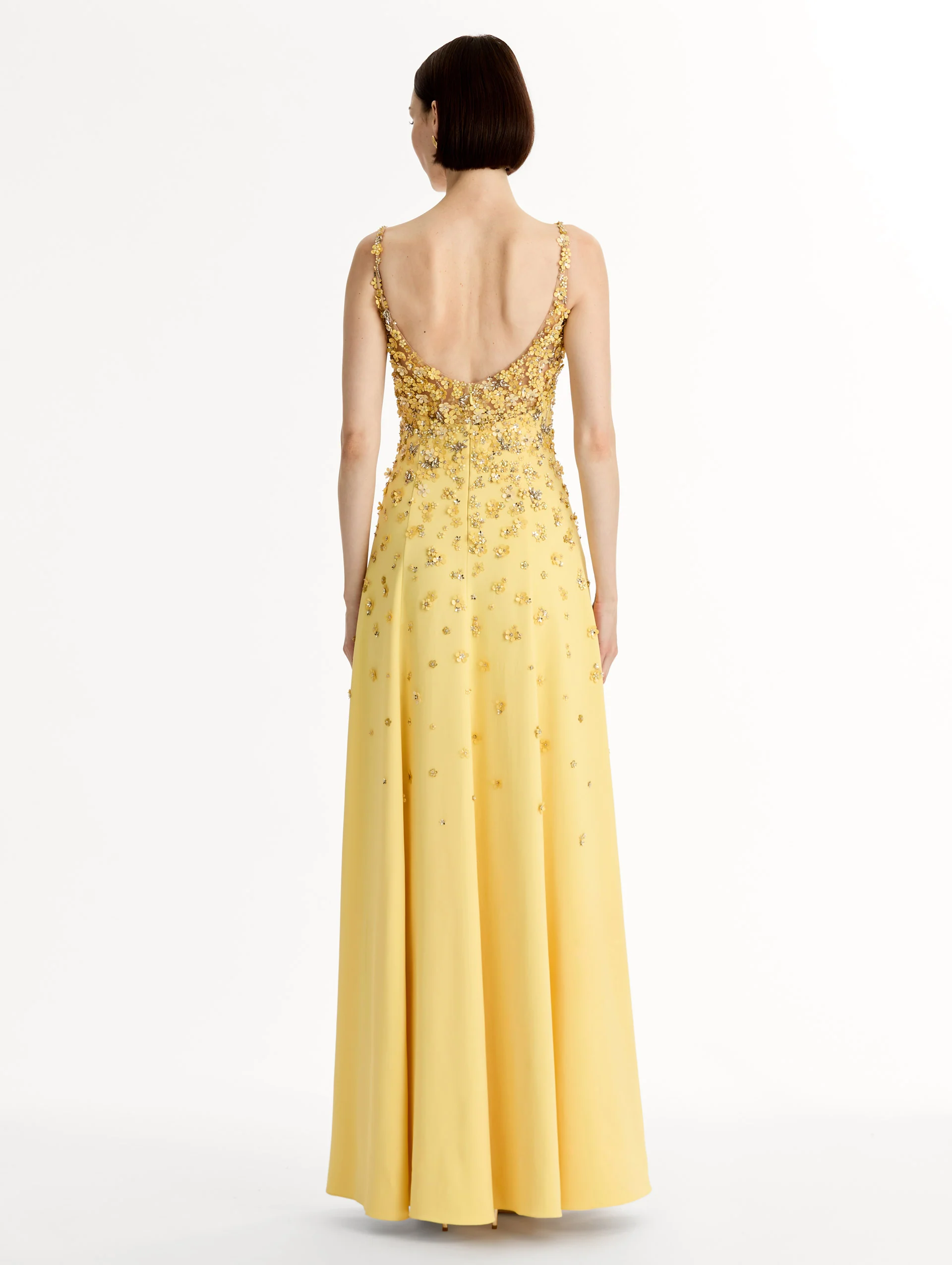 Porcelain Flower Embroidered Sleeveless Gown - Image 3