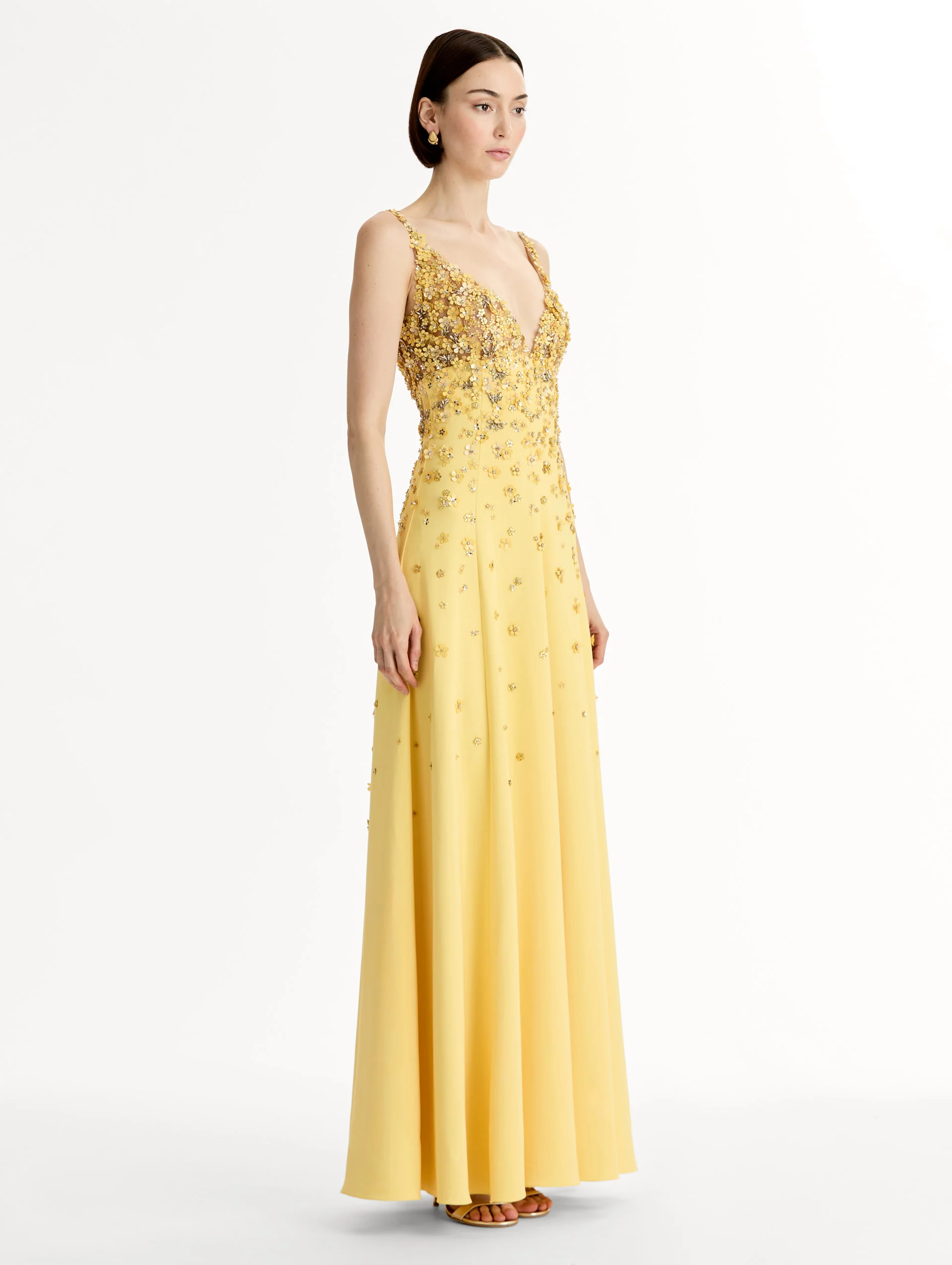 Porcelain Flower Embroidered Sleeveless Gown - Image 4