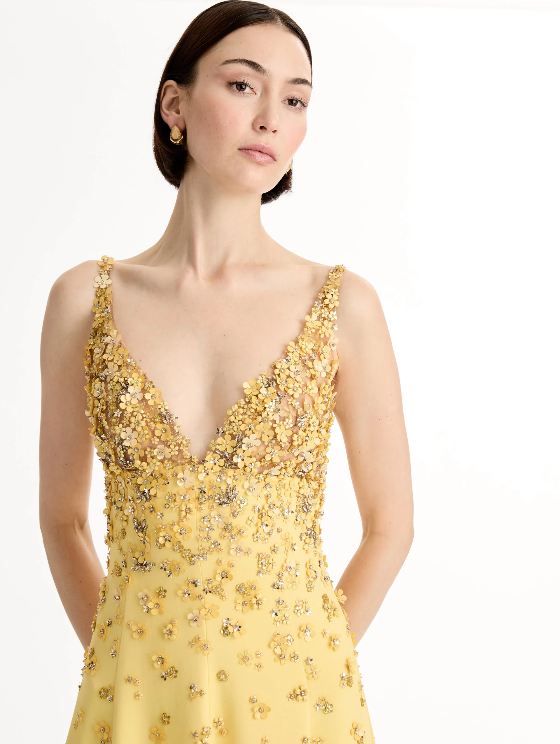 Porcelain Flower Embroidered Sleeveless Gown - Image 5