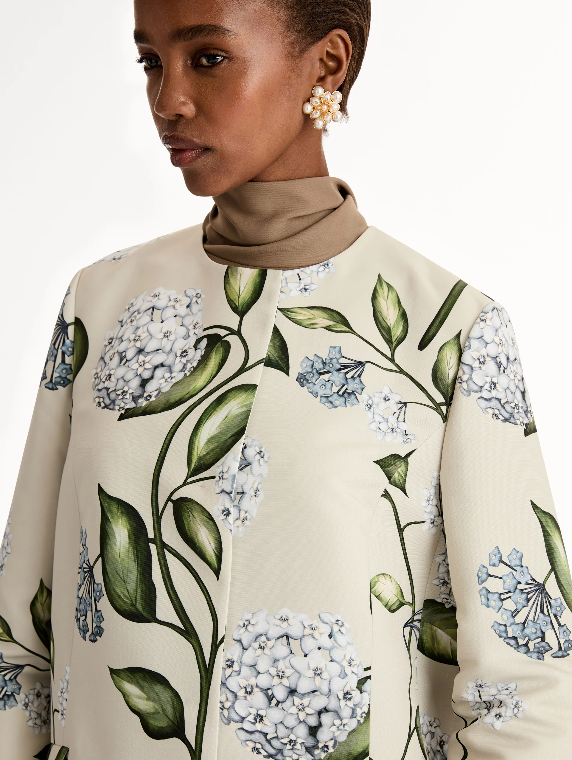 Porcelain Flower Faille Coat - Image 5