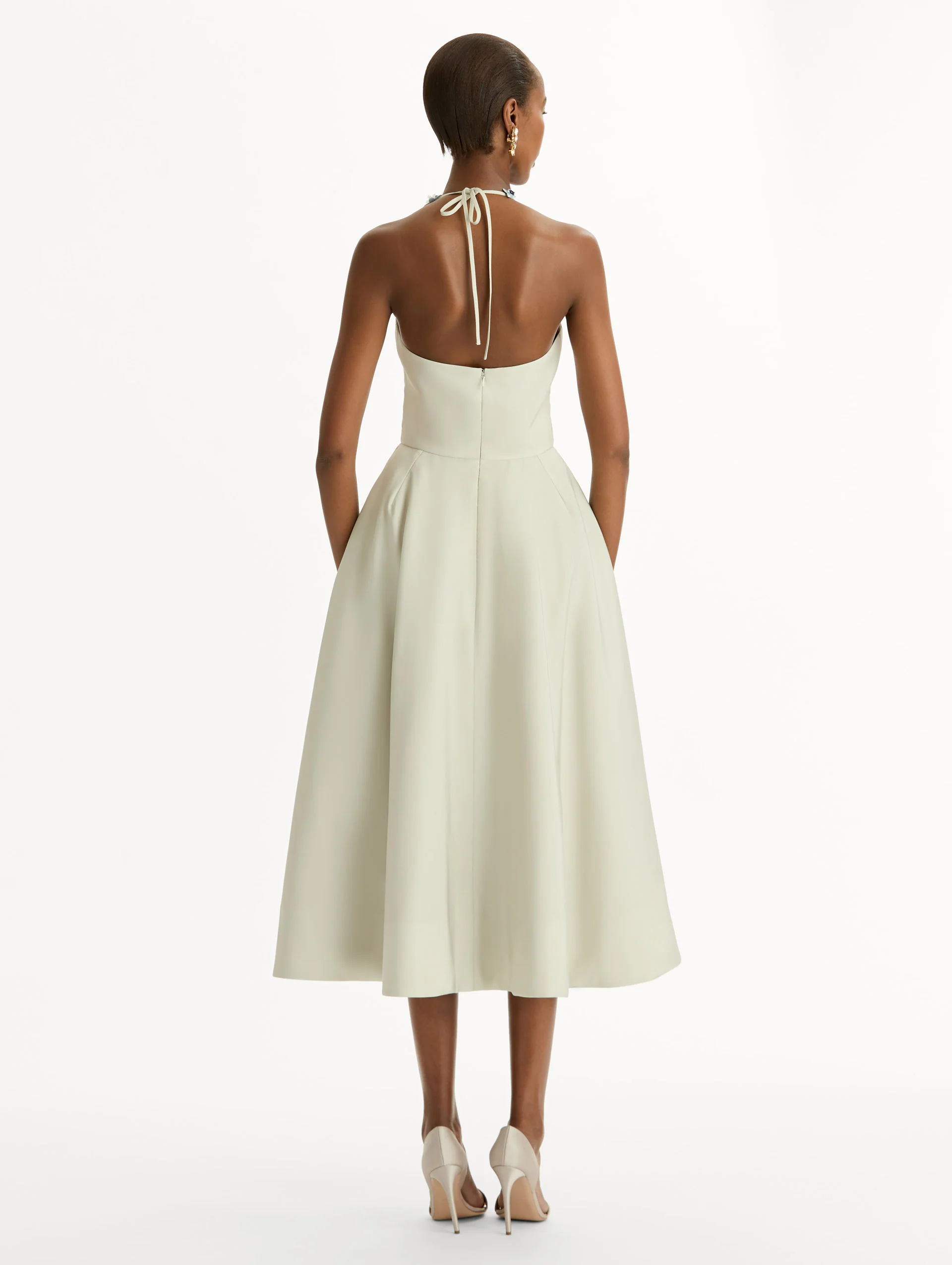 Porcelain Flower Faille Cocktail Dress - Image 3
