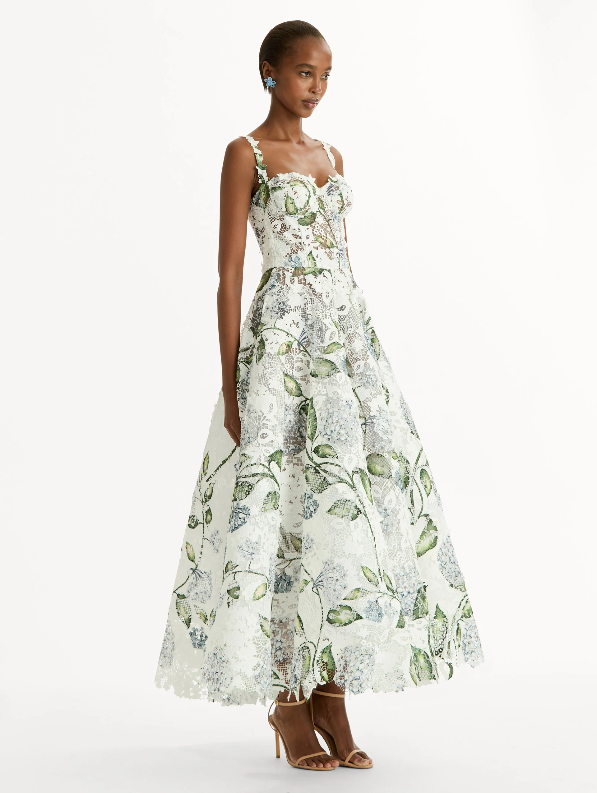 Porcelain Flower Guipure Cocktail Dress - Image 4