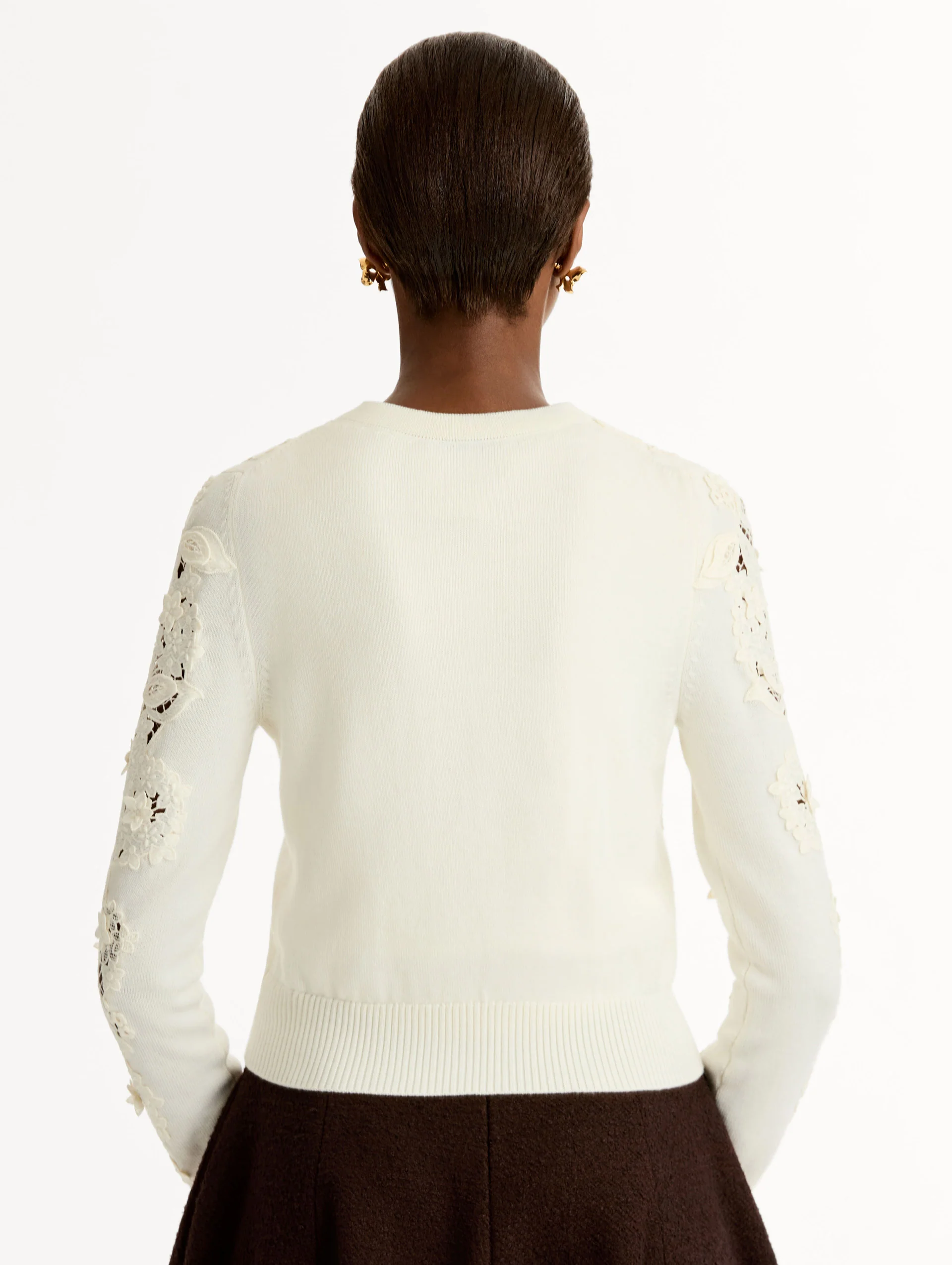 Porcelain Flower Guipure Insert Cardigan - Image 4