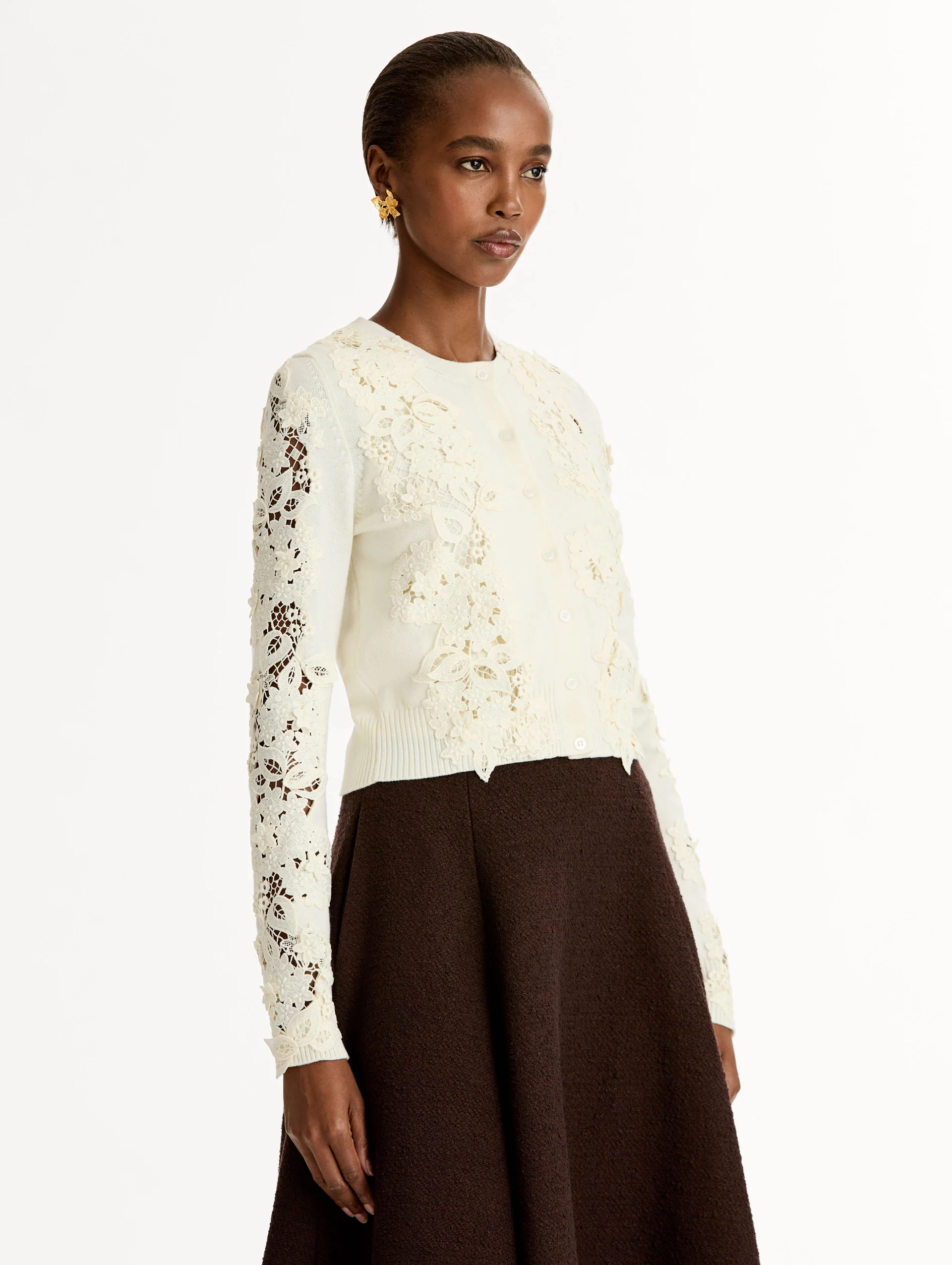 Porcelain Flower Guipure Insert Cardigan - Image 5