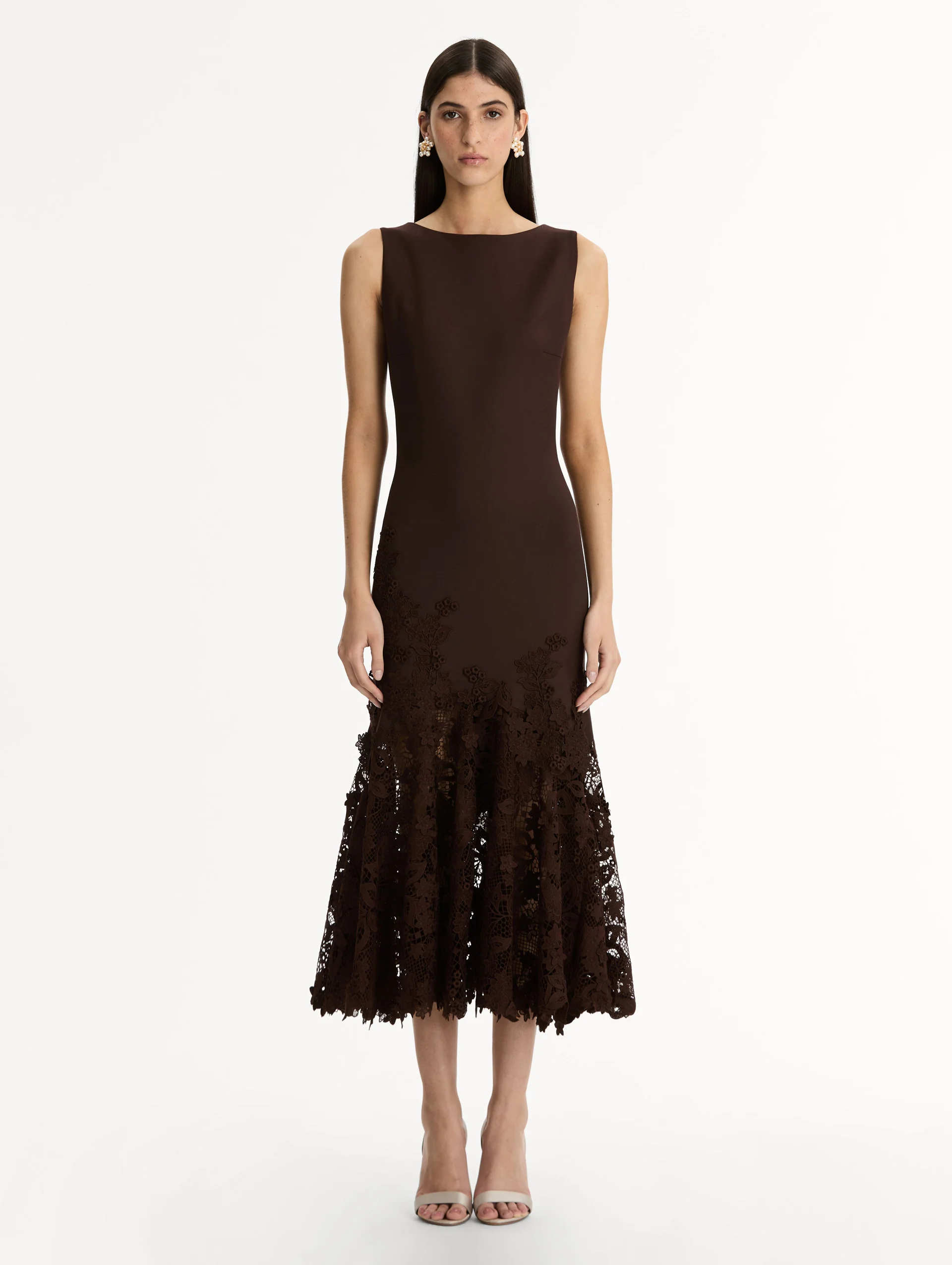 Porcelain Flower Guipure Trumpet Dress - Image 2
