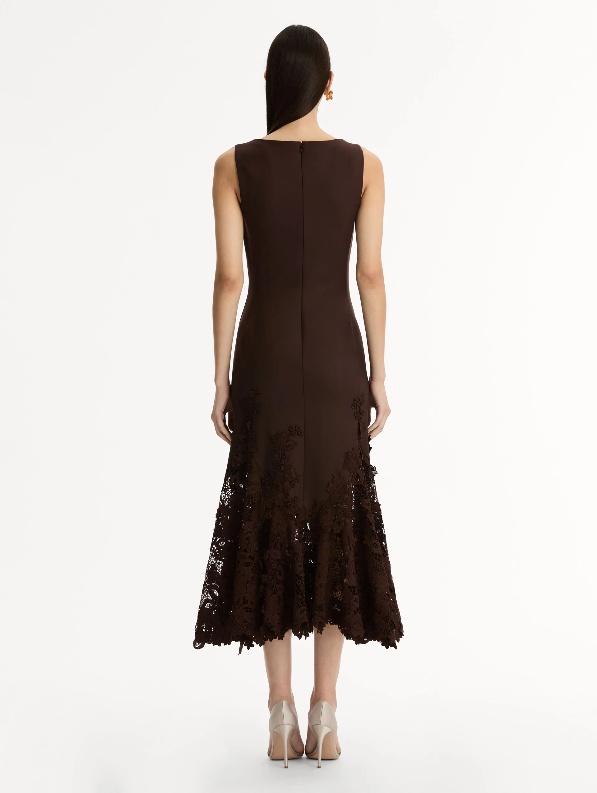 Porcelain Flower Guipure Trumpet Dress - Image 3