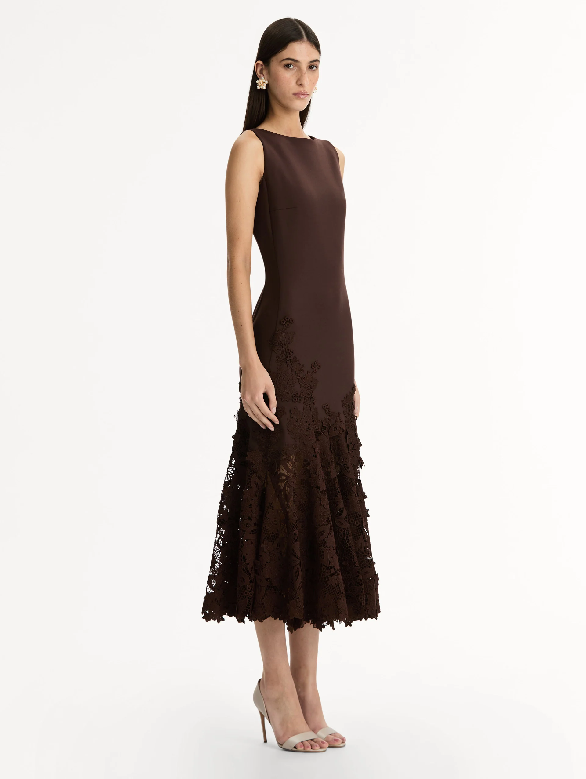 Porcelain Flower Guipure Trumpet Dress - Image 4