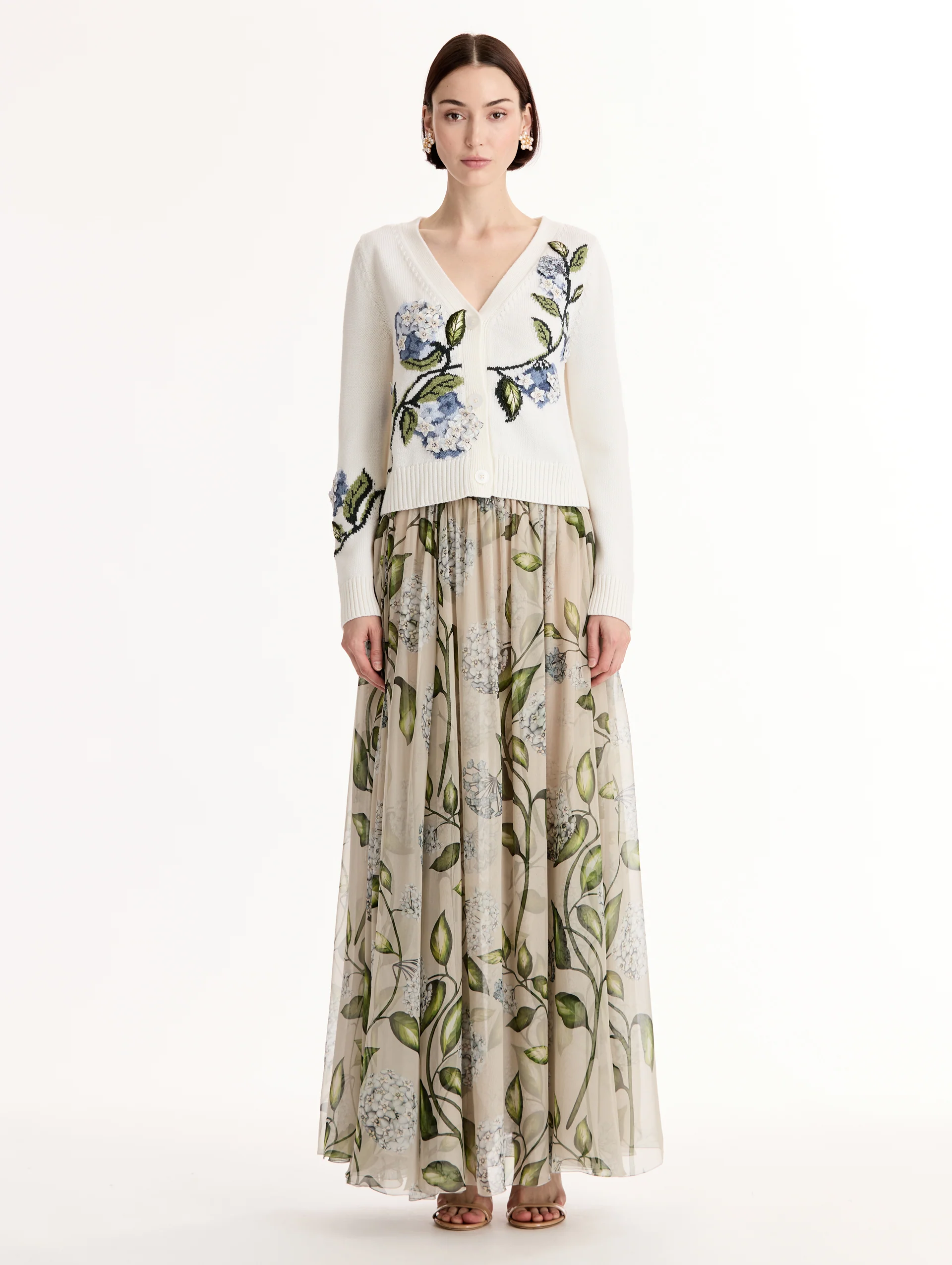 Porcelain Flower Jacquard Cardigan - Image 2