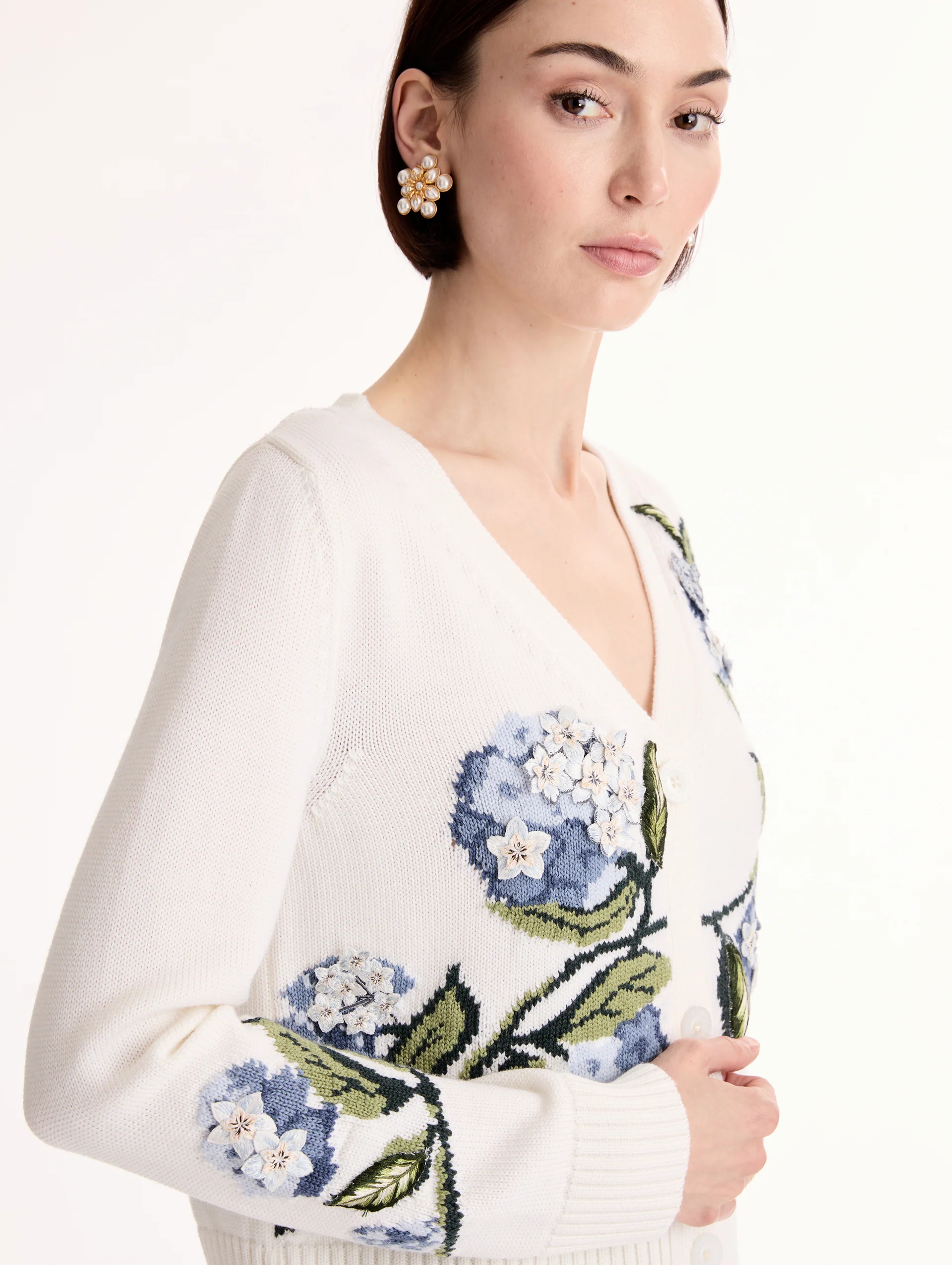 Porcelain Flower Jacquard Cardigan - Image 5