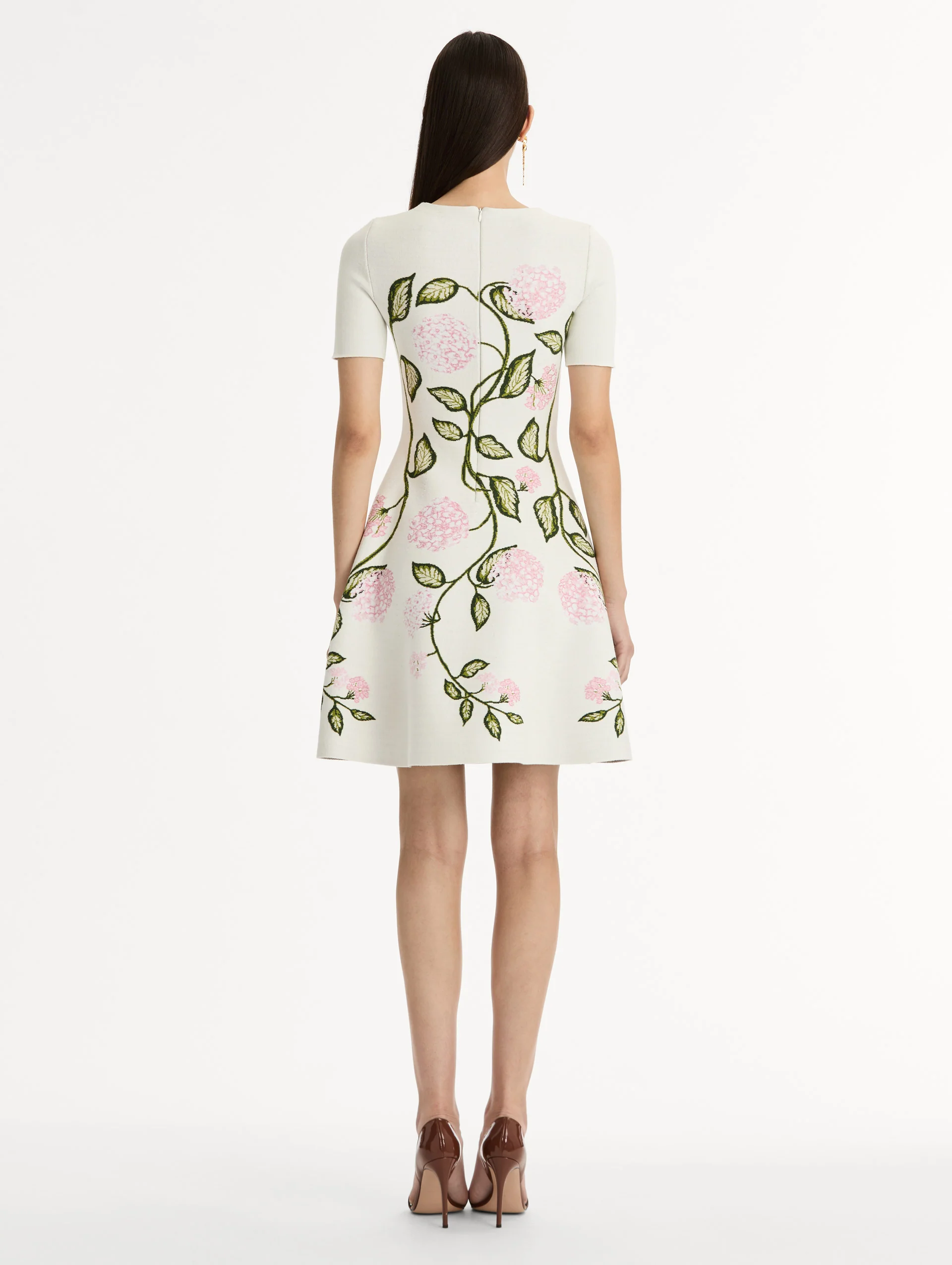 Porcelain Flower Jacquard Dress - Image 3