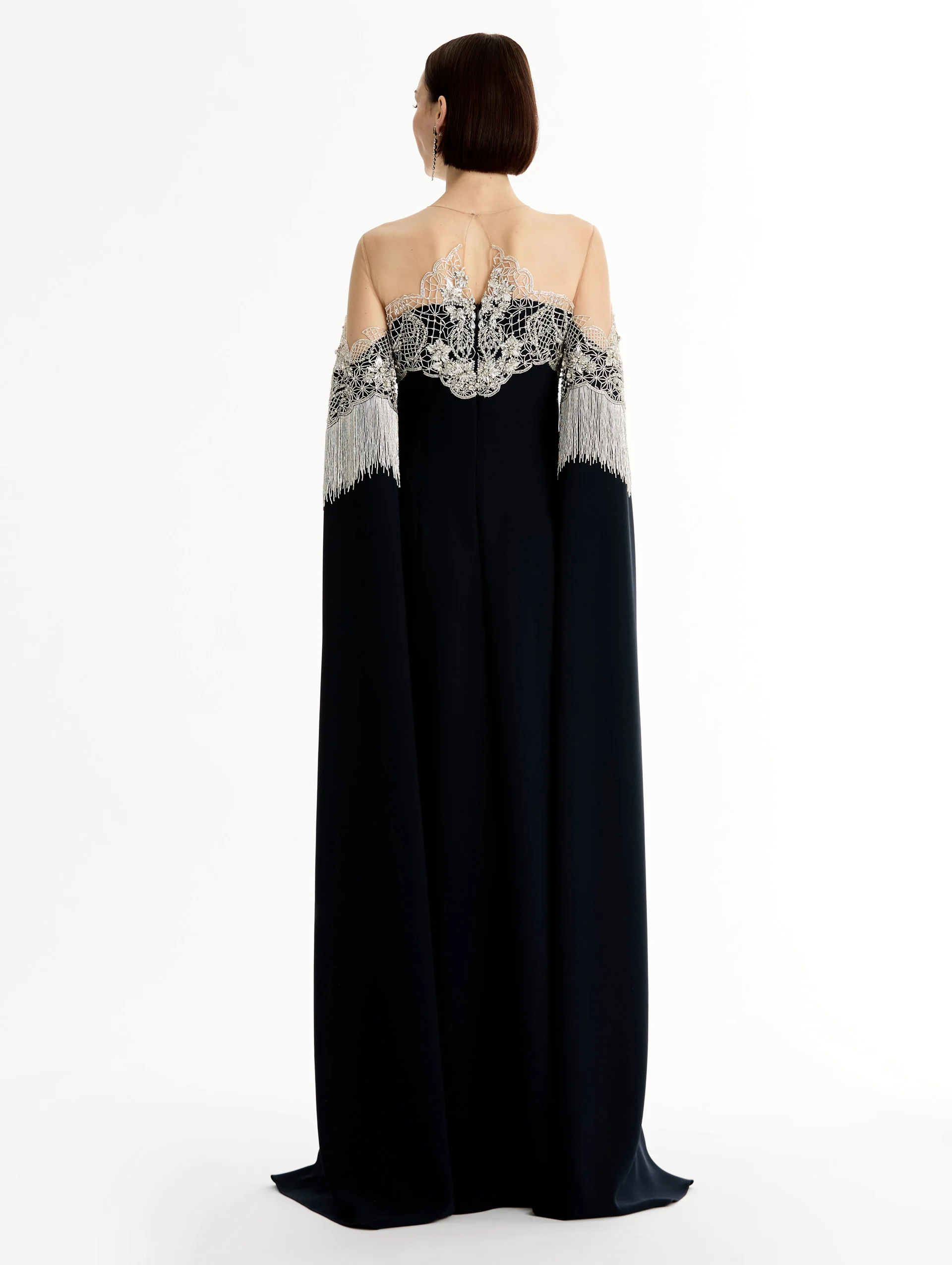 Porcelain Flower Lattice Fringe Caftan - Image 3