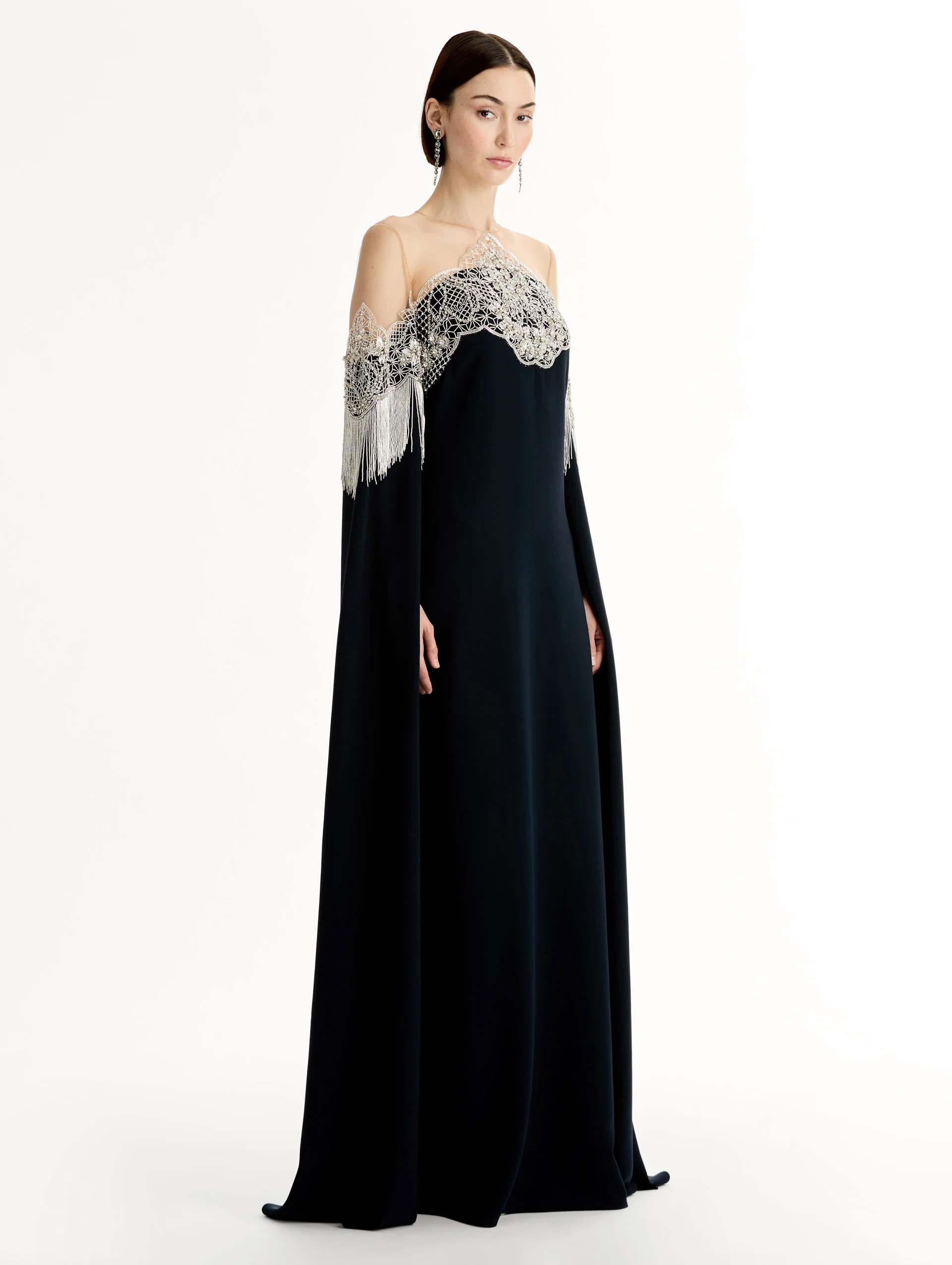Porcelain Flower Lattice Fringe Caftan - Image 4