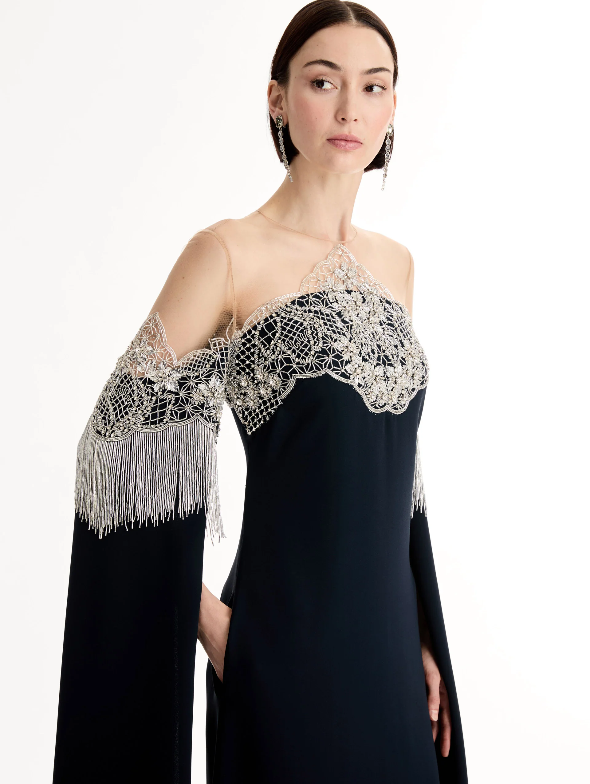 Porcelain Flower Lattice Fringe Caftan - Image 5