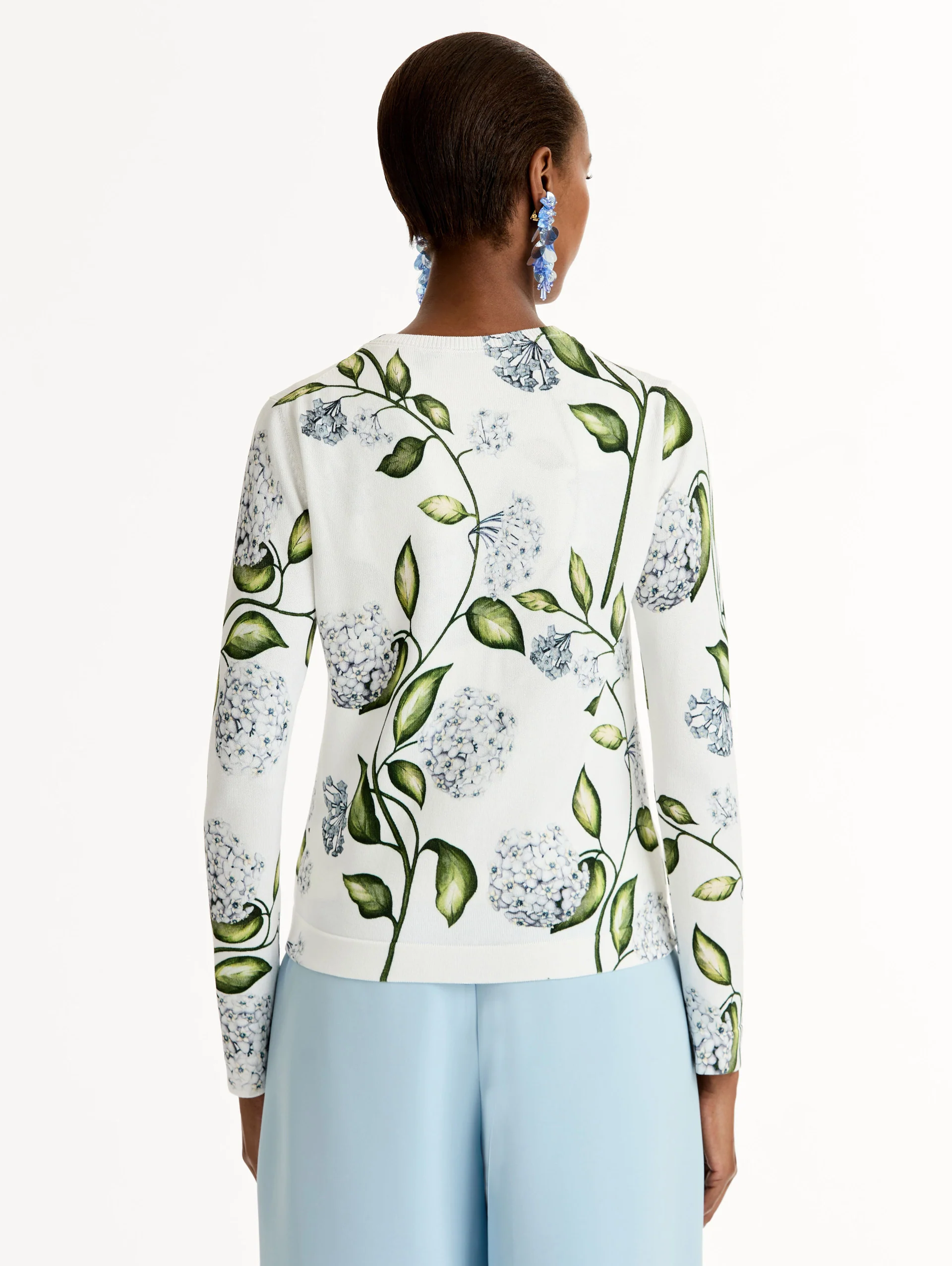 Porcelain Flower-Printed Cardigan - Image 3